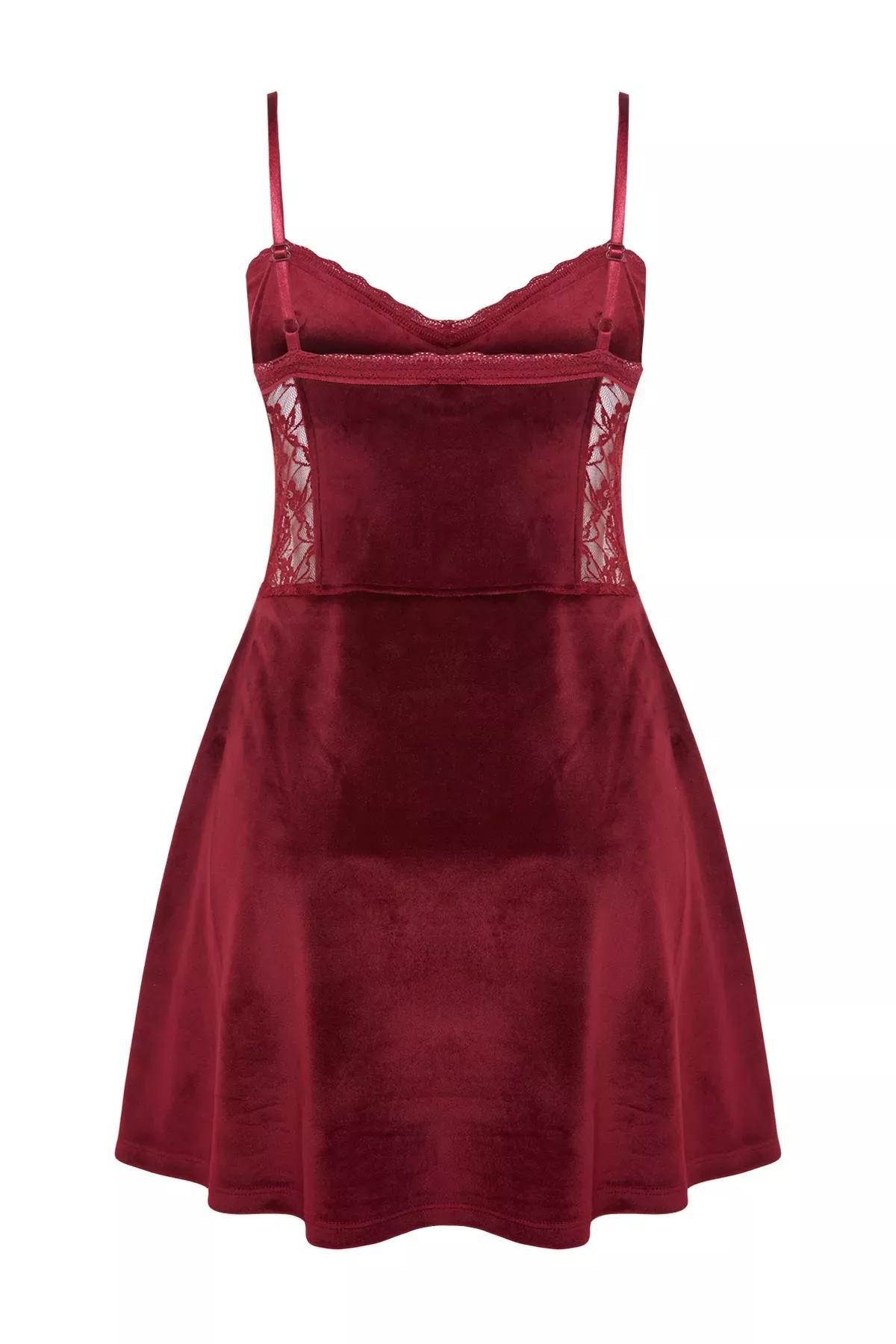 Red Velvet Knitted Occasion Wear Dress, C101_1544, large image number 7