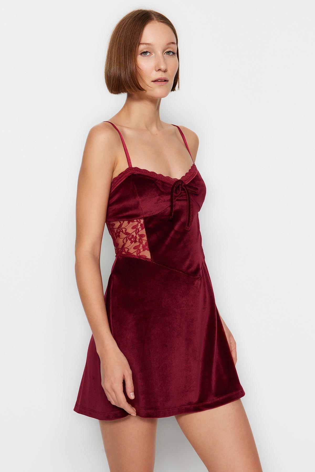 Red Velvet Knitted Occasion Wear Dress, , large image number 9
