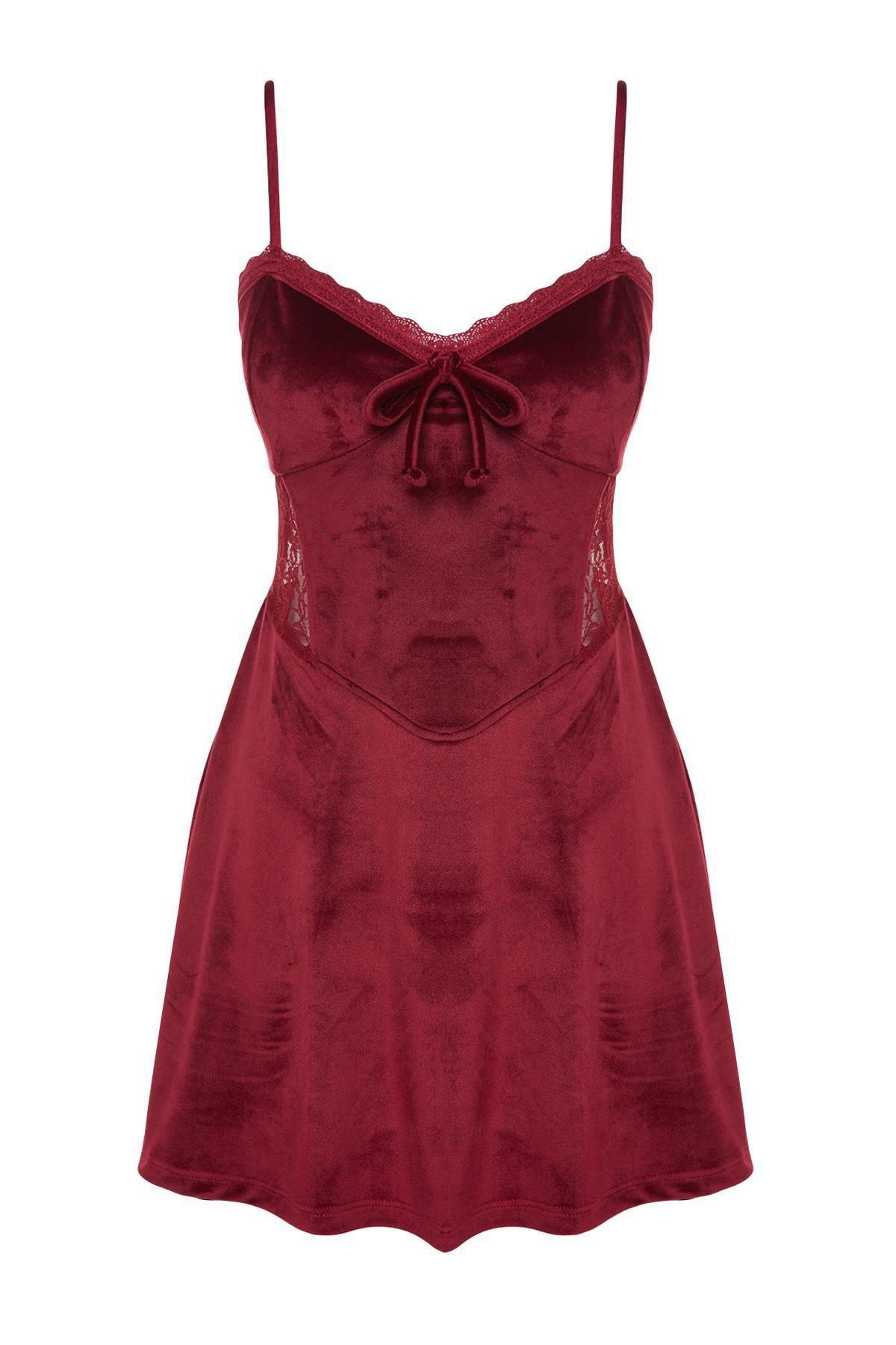 Red Velvet Knitted Occasion Wear Dress, , large image number 10