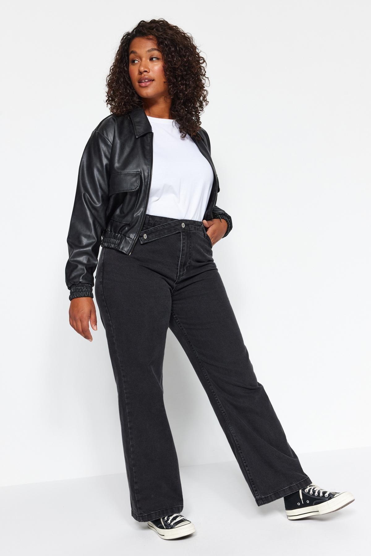 Black Wide-Cut Jeans, , large image number 0