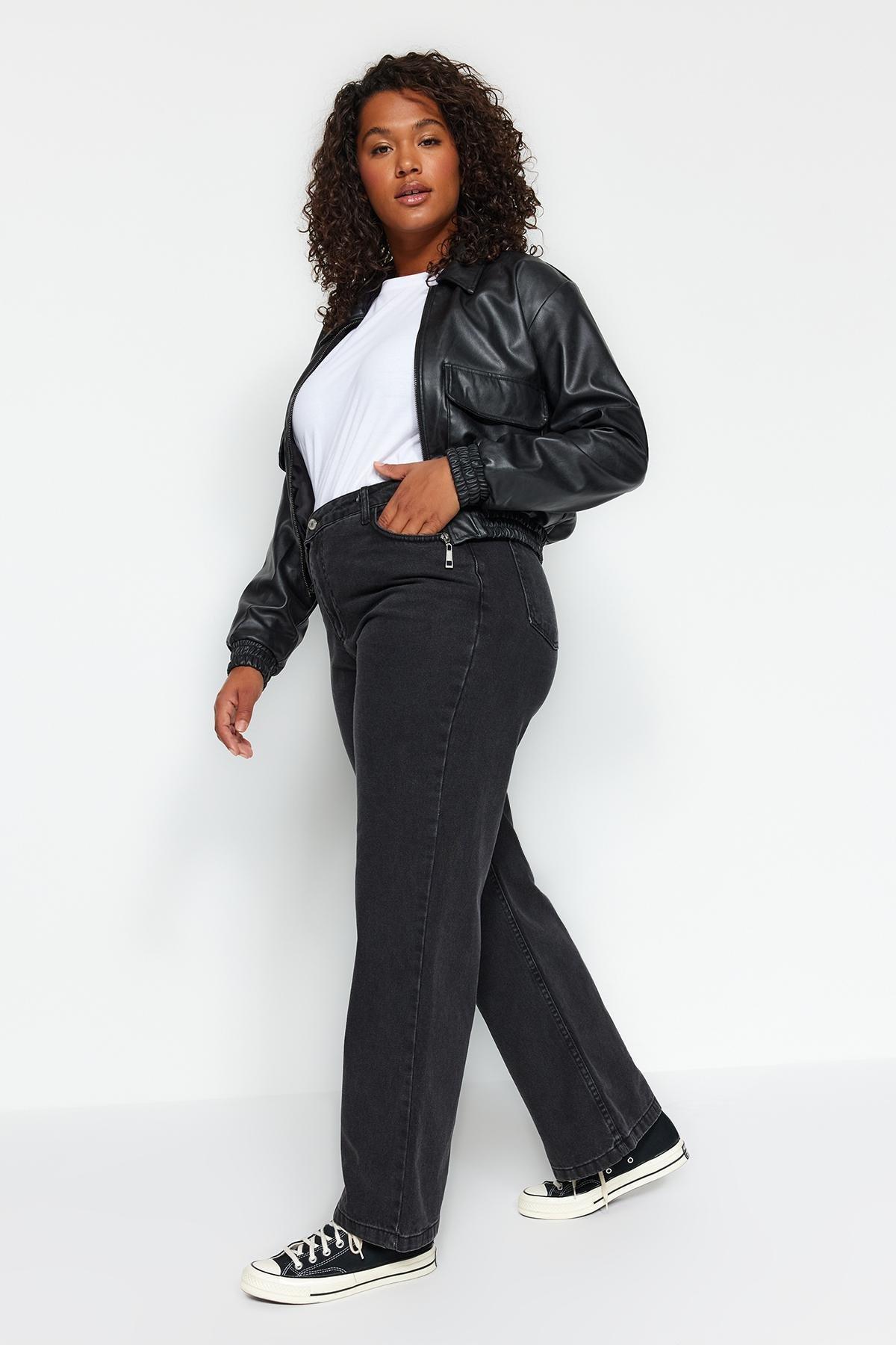 Black Wide-Cut Jeans, , large image number 2