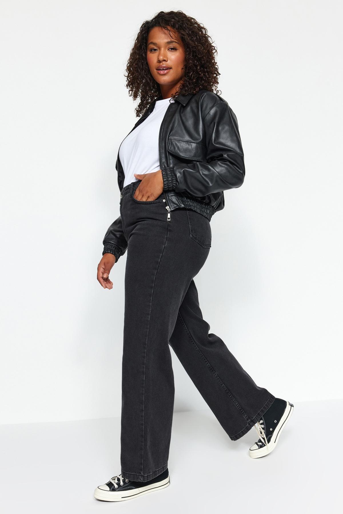 Black Wide-Cut Jeans, , large image number 3