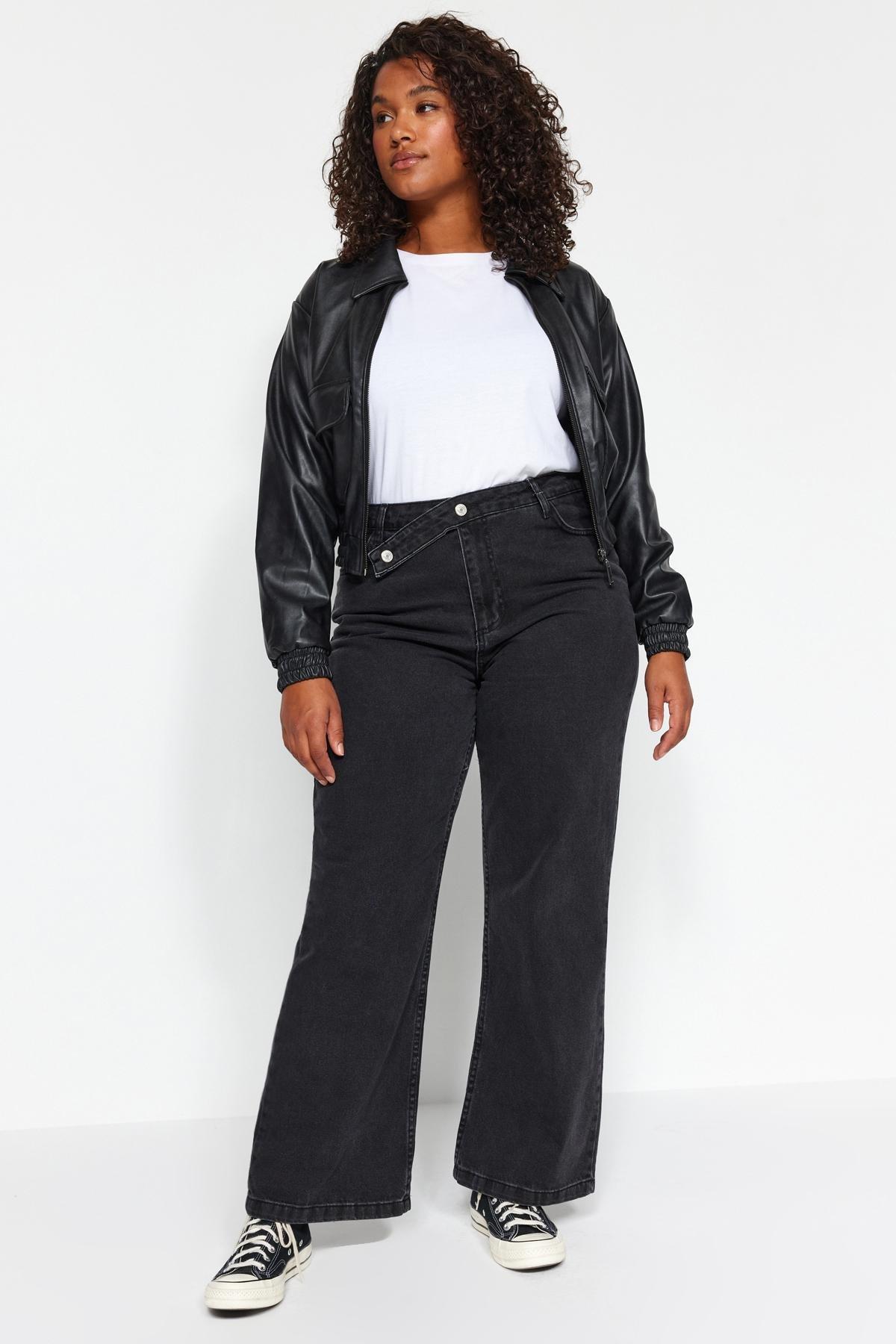 Black Wide-Cut Jeans, , large image number 4