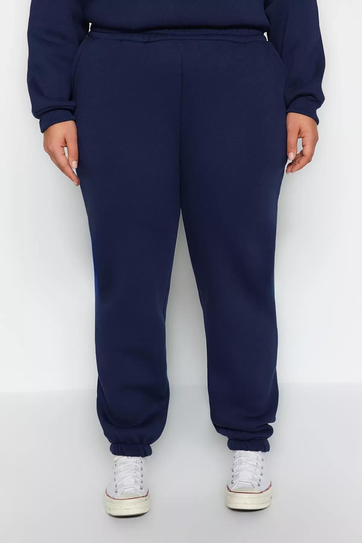 Navy Fleece Knitted Sweatpants, , large image number 3