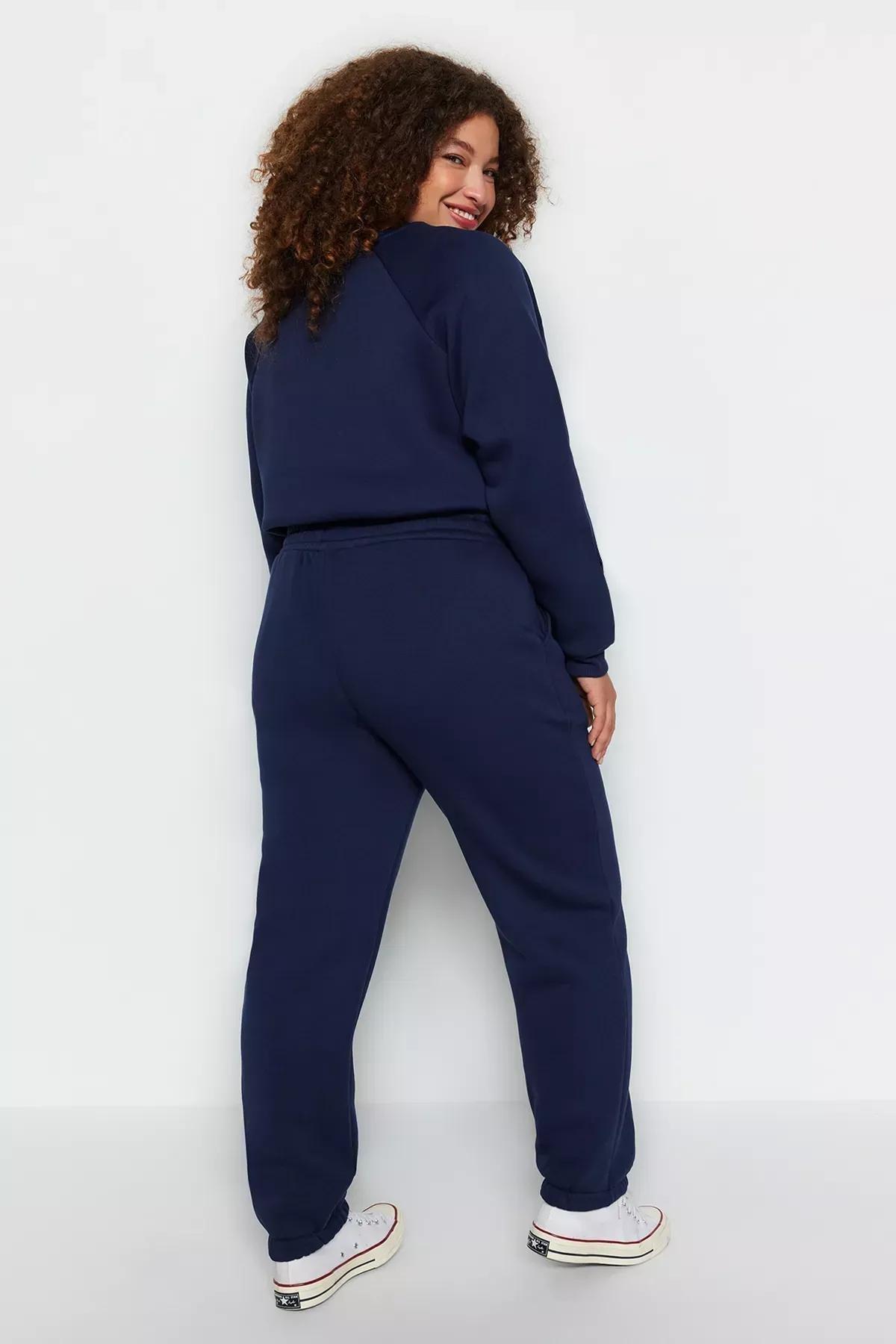 Navy Fleece Knitted Sweatpants, , large image number 4