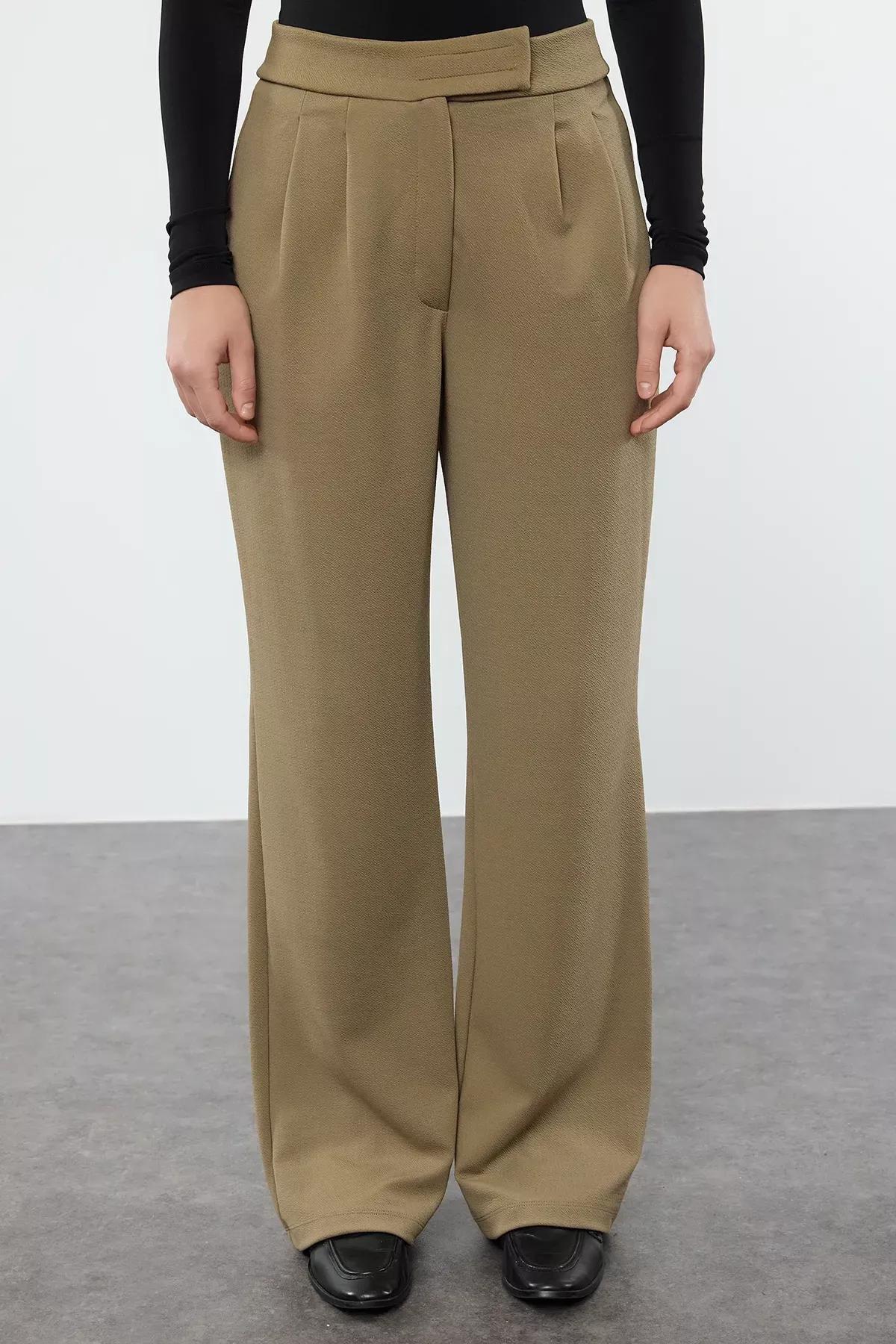 Green Pleated Wide Trousers, , large image number 2