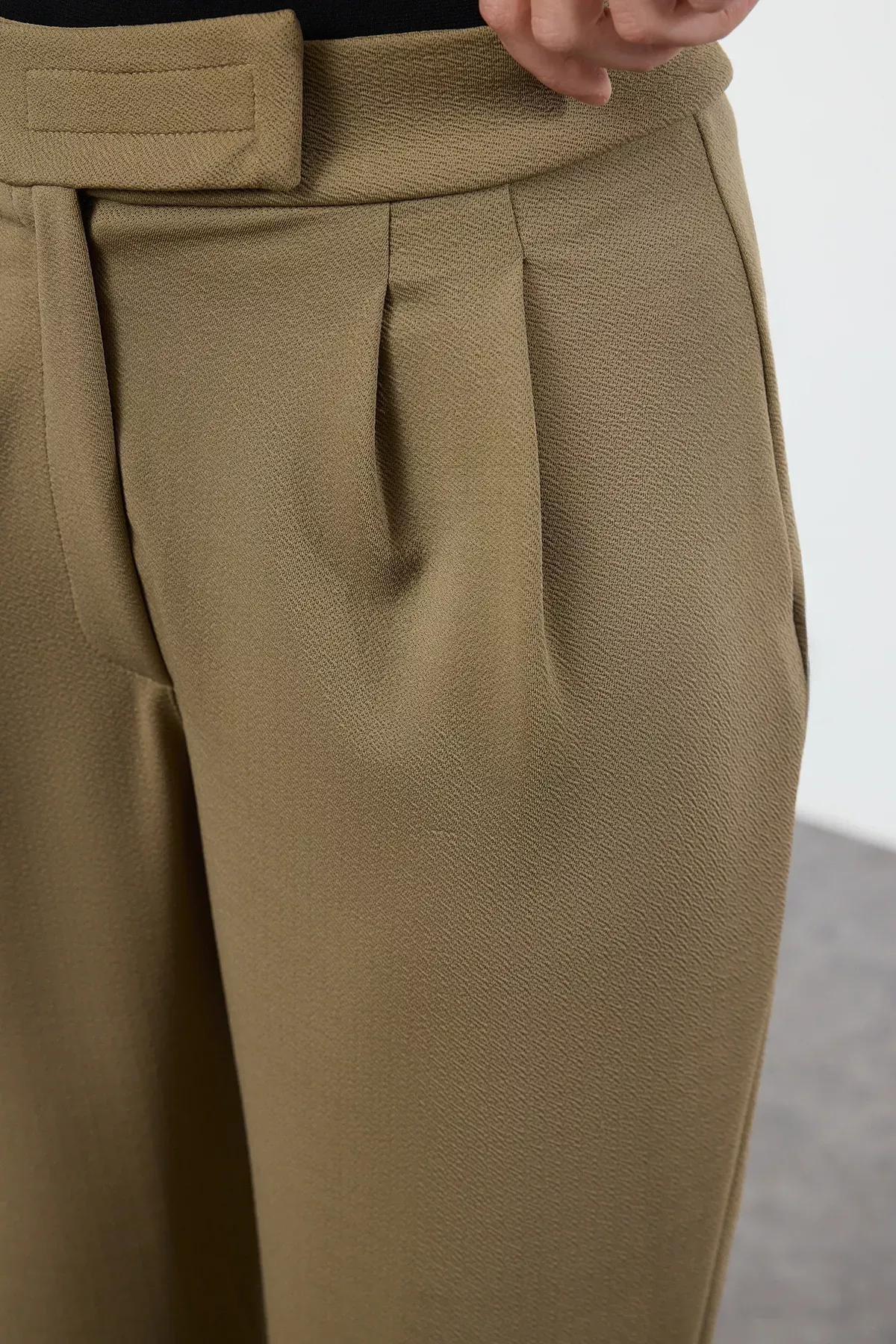 Green Pleated Wide Trousers, , large image number 3