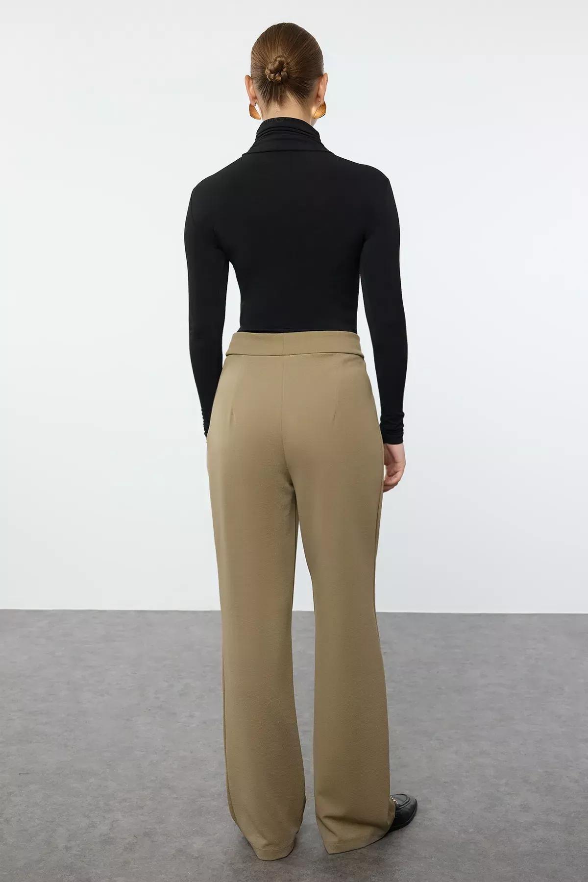 Green Pleated Wide Trousers, , large image number 4