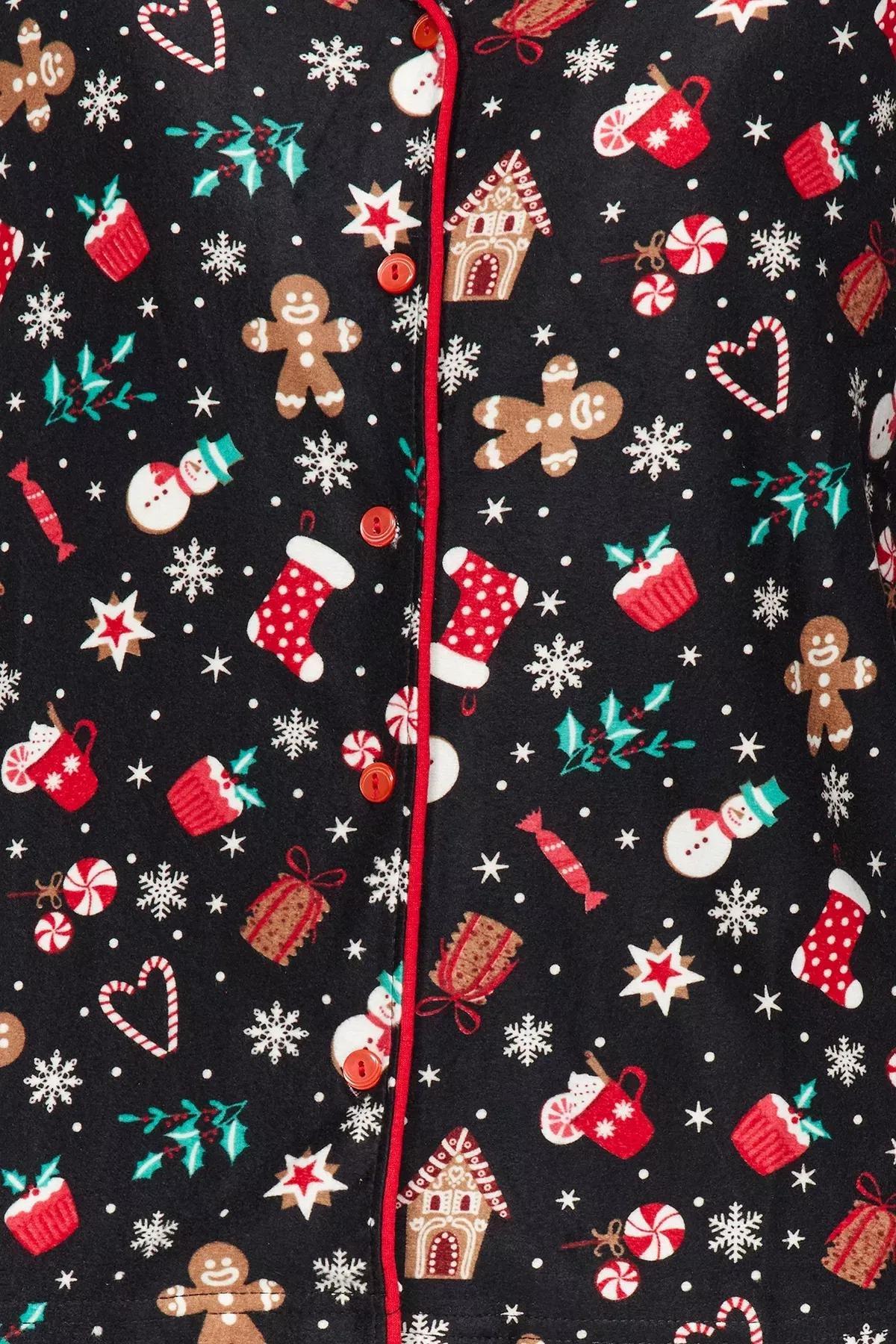 Black Christmas Knitted Pyjamas Set, BLACK, large image number 5
