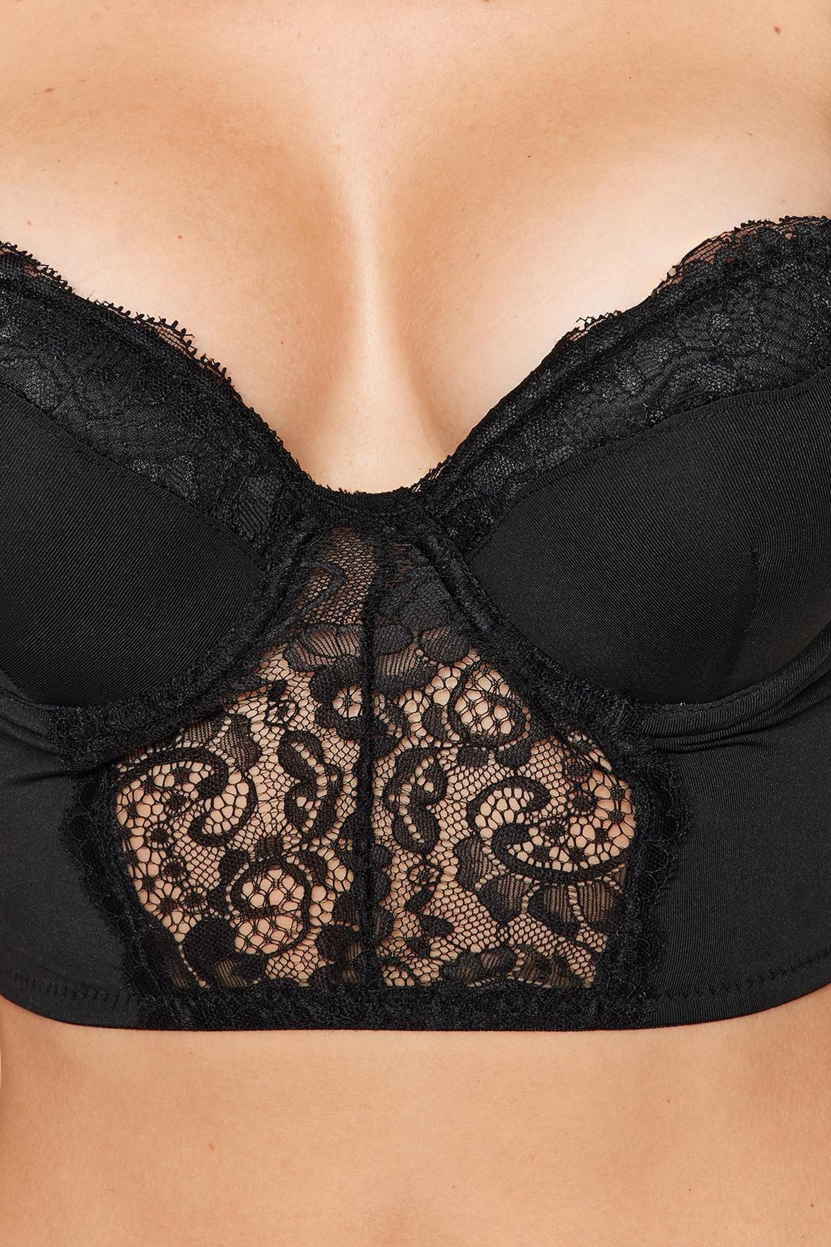Black Laced Detailed Push Up Bra, , large image number 2