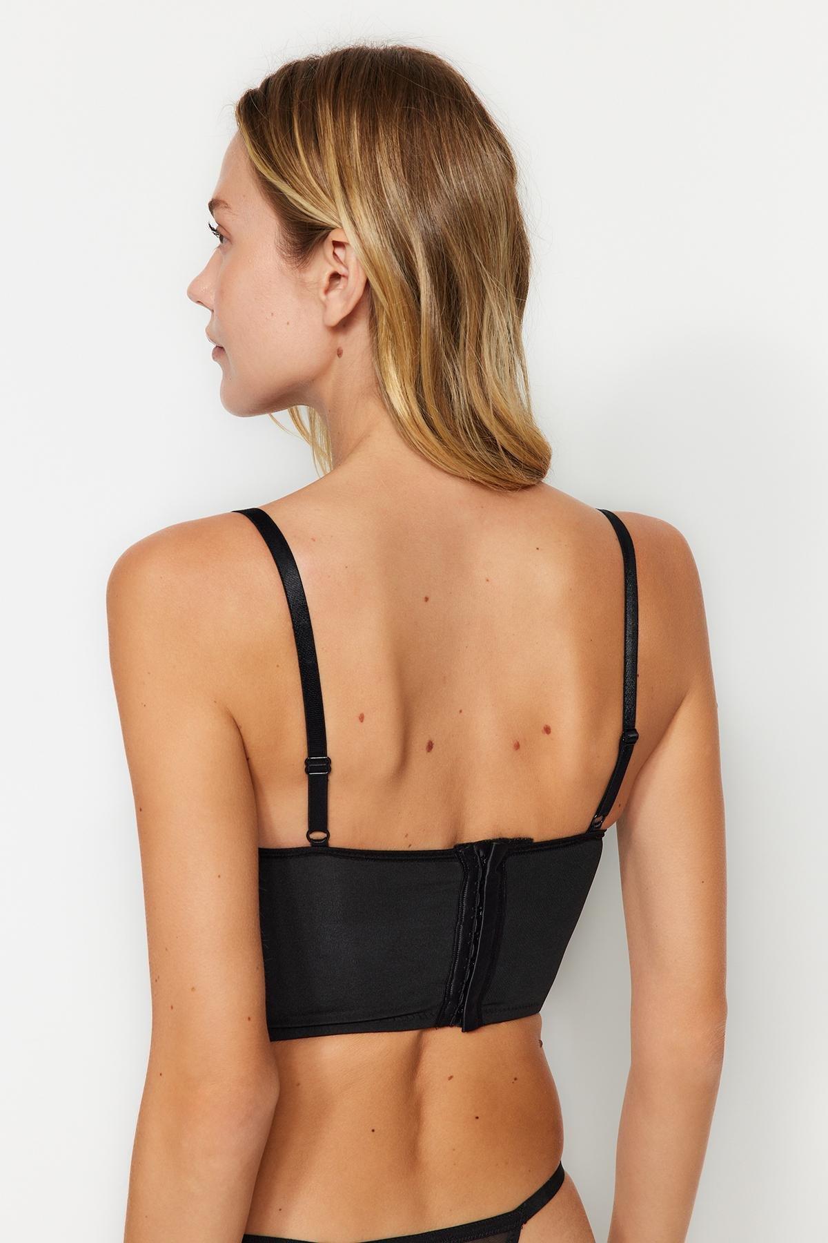 Black Laced Detailed Push Up Bra, , large image number 4