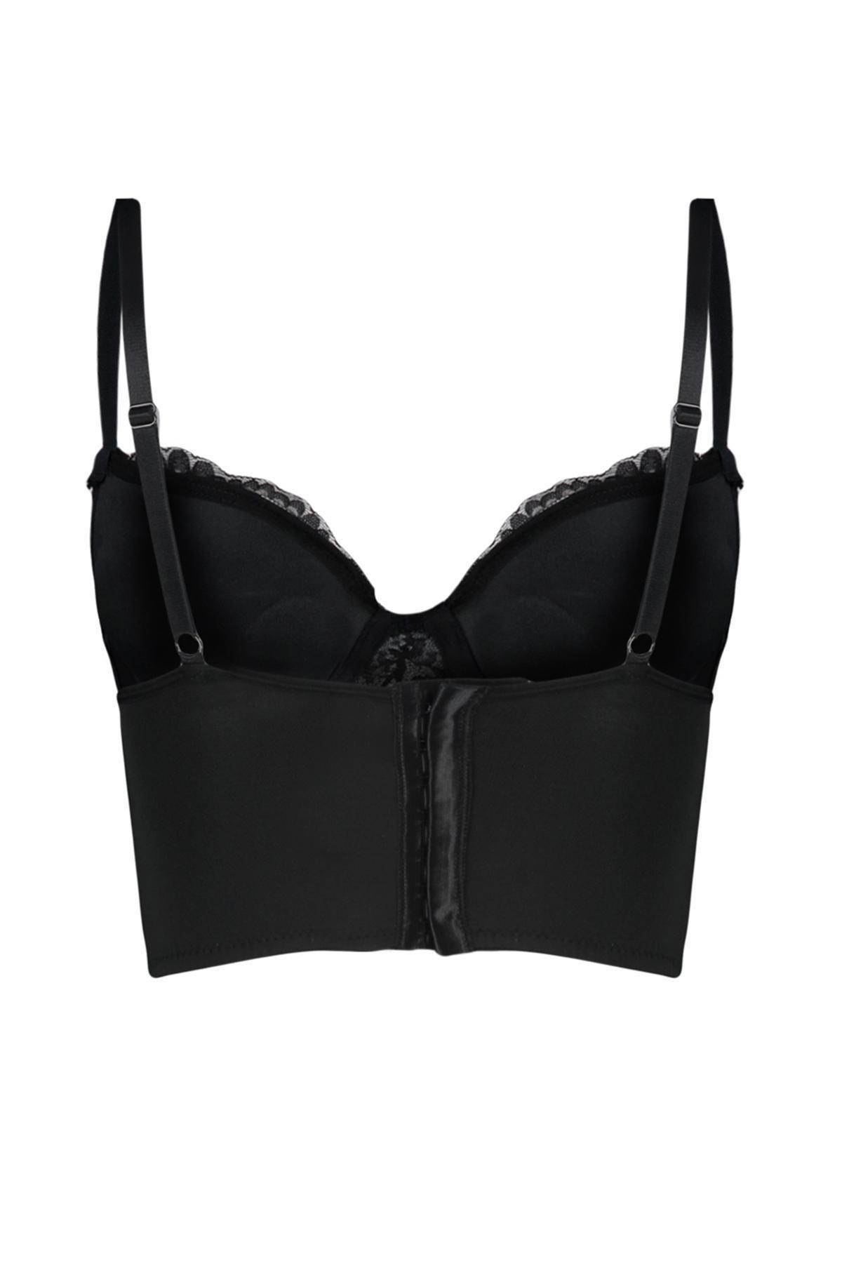Black Laced Detailed Push Up Bra, , large image number 7