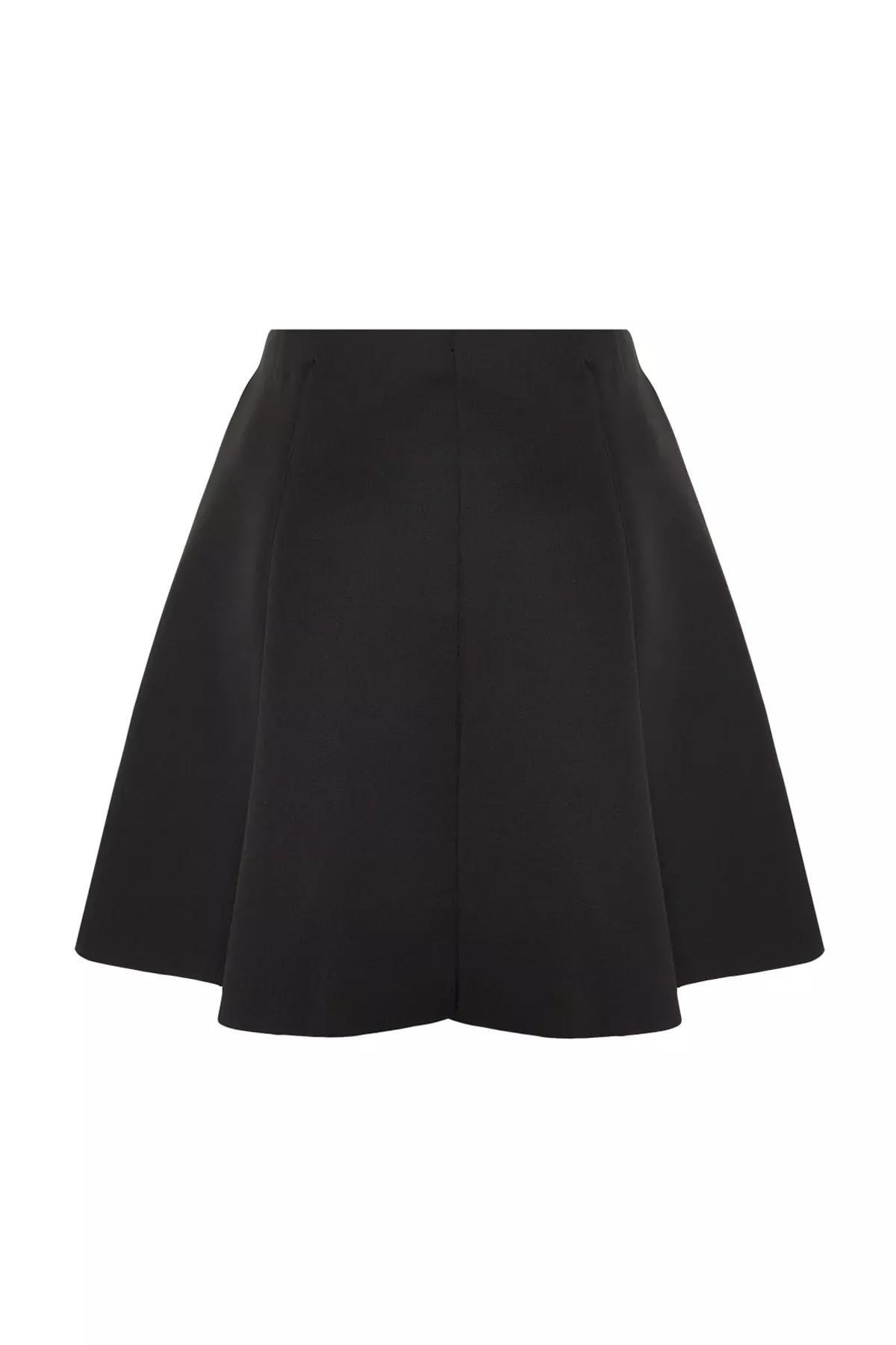 Black Skater Knitted Mini Skirt, BLACK, large image number 7