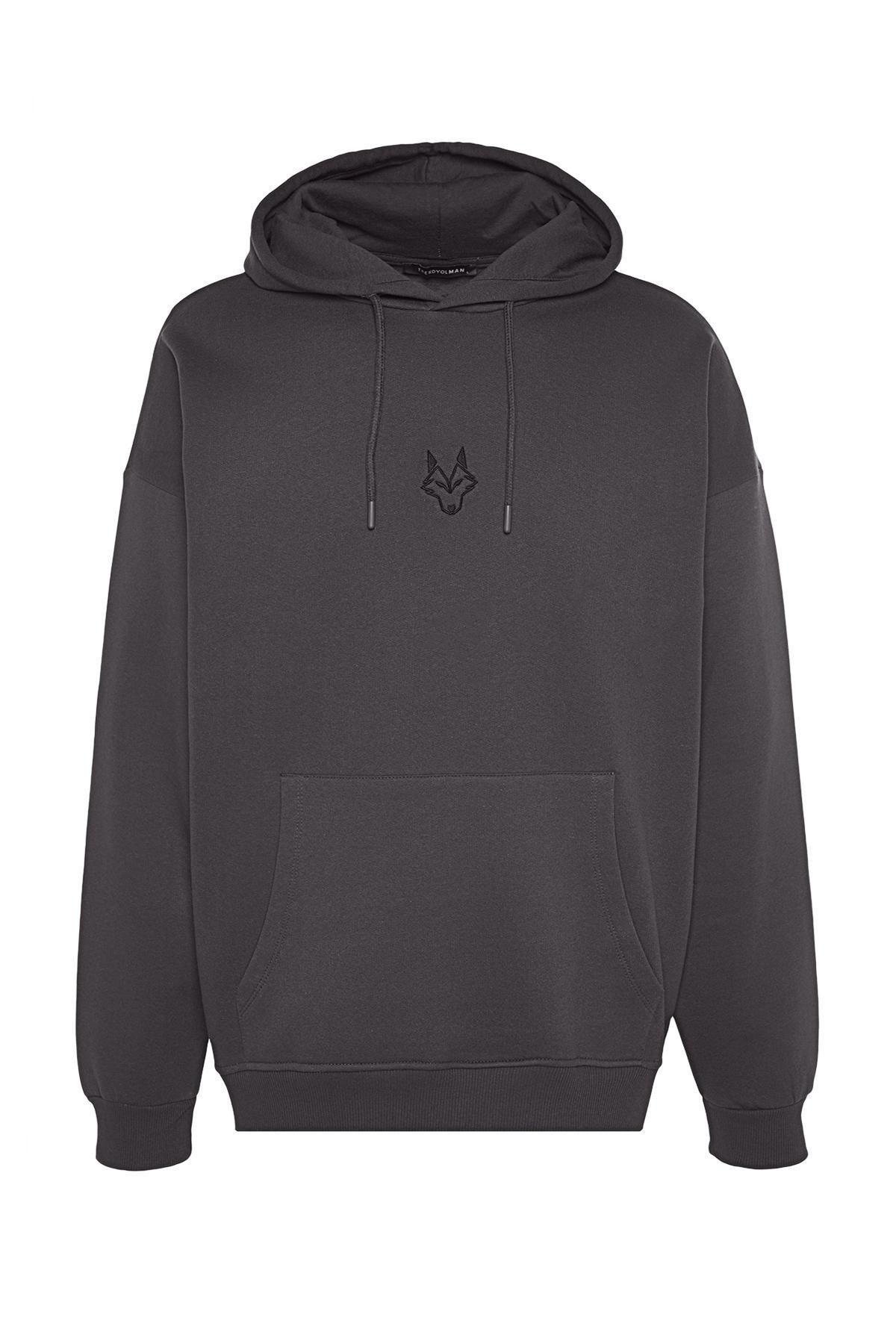 Grey Wolf Embroidered Hoodie, , large image number 5