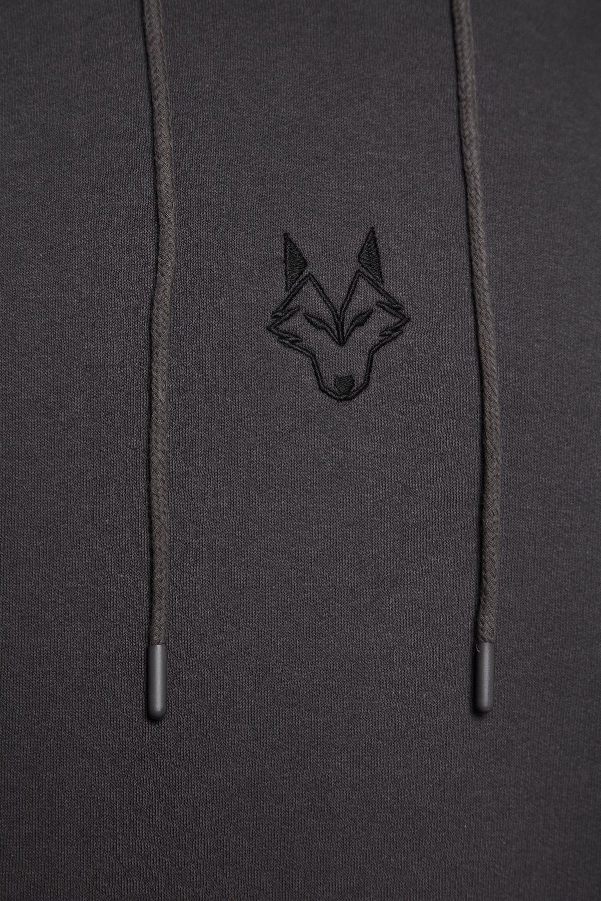 Grey Wolf Embroidered Hoodie, , large image number 6