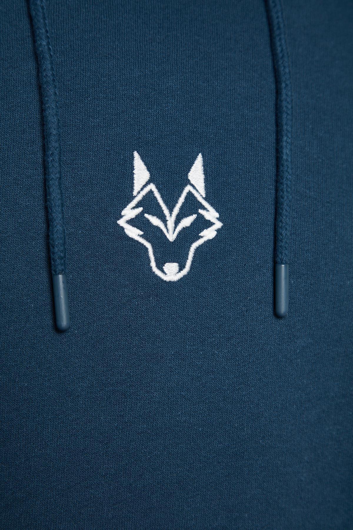 Blue Wolf Embroidered Hoodie, , large image number 1