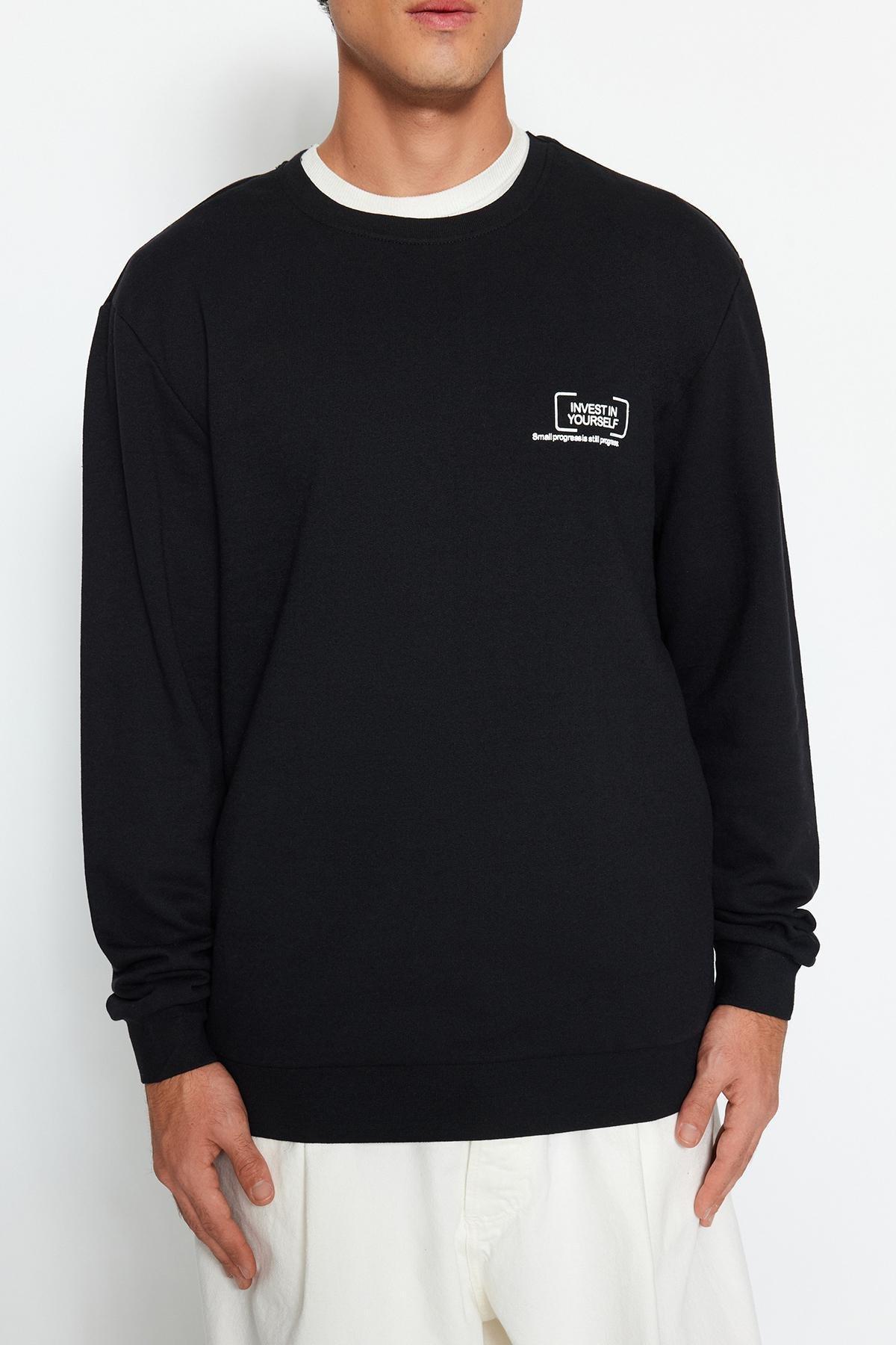 Black Printed Sweatshirt, BLACK, large image number 3