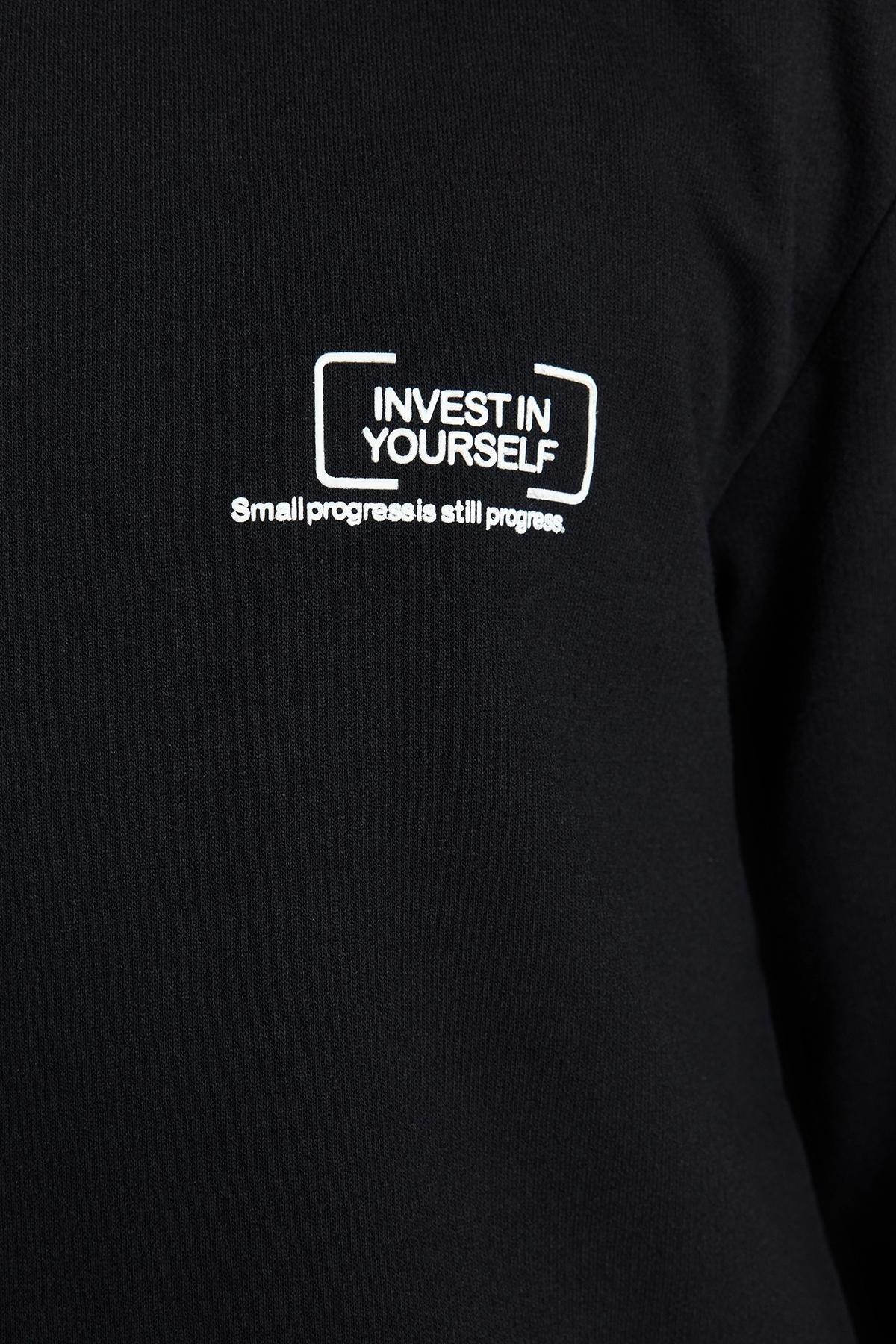 Black Printed Sweatshirt, BLACK, large image number 4