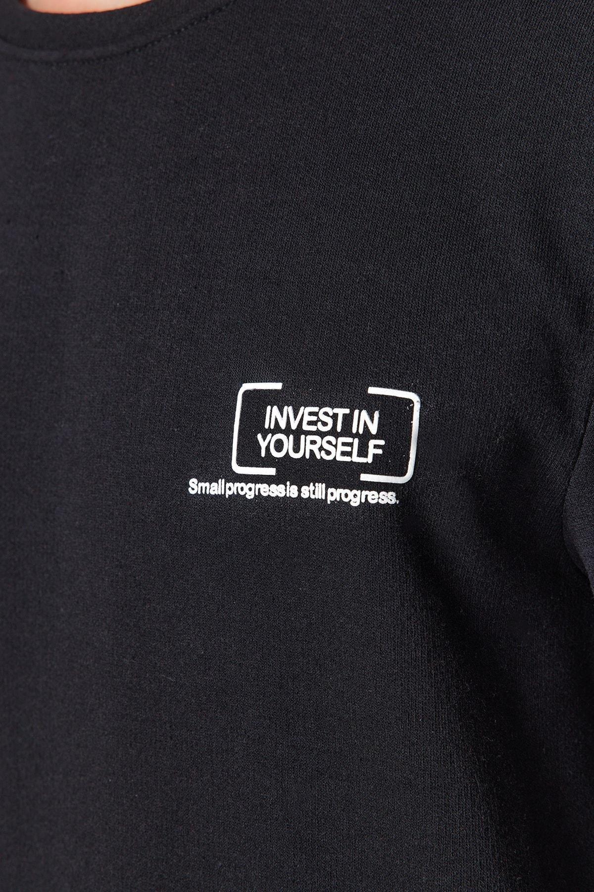 Black Printed Sweatshirt, BLACK, large image number 6