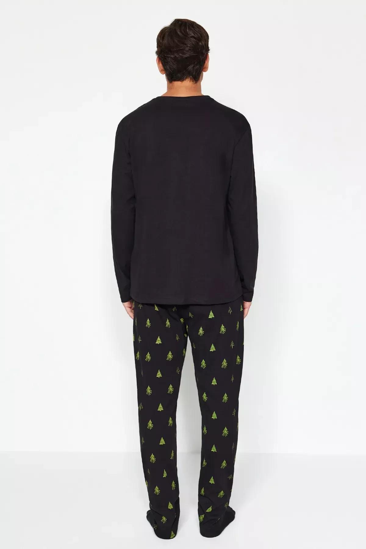 Black Knitted Pyjamas Set, BLACK, large image number 5