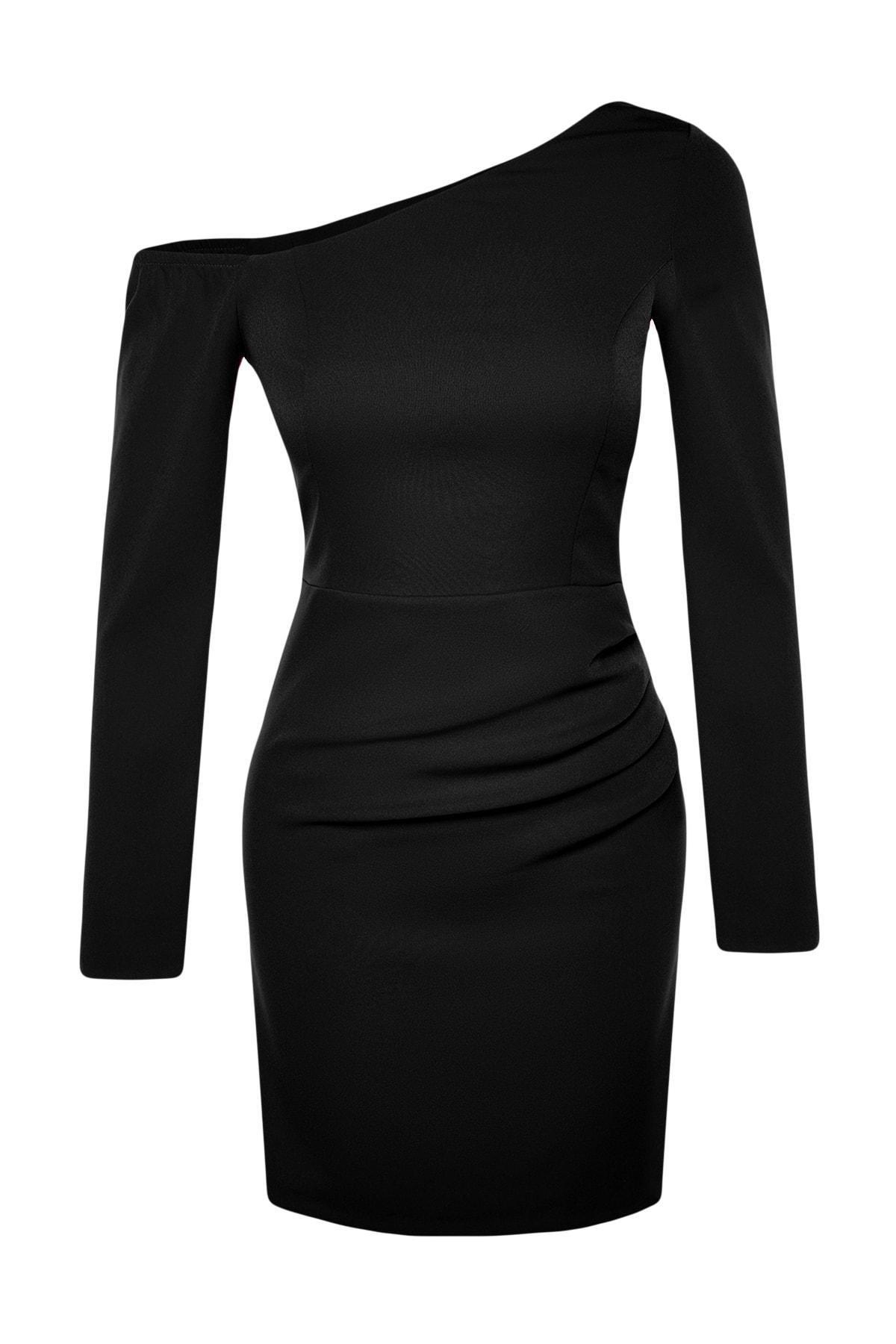 Black Draping Occasionwear Dress, , large image number 5