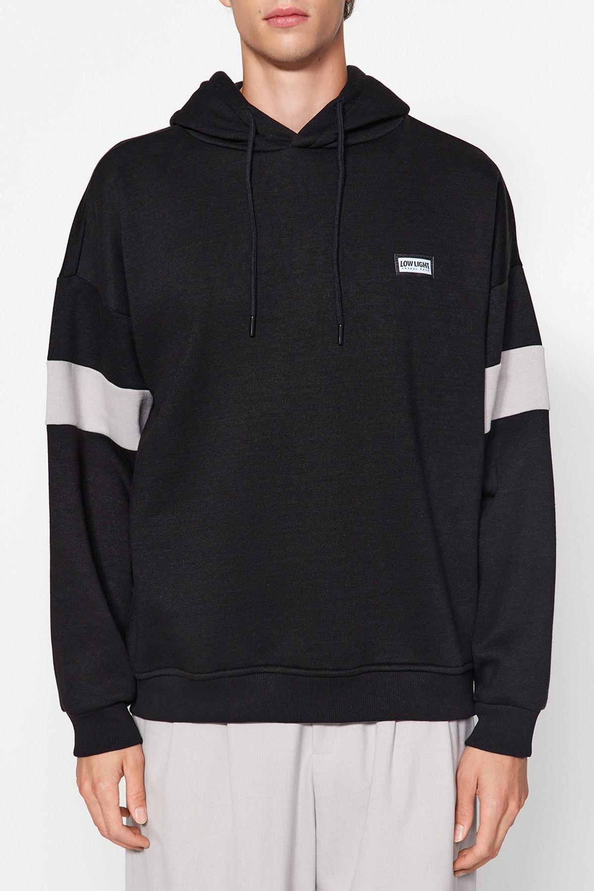 Black Oversized Hoodie, BLACK, large image number 0