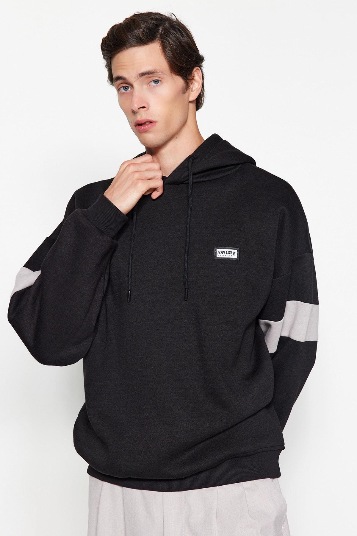 Black Oversized Hoodie, BLACK, large image number 2