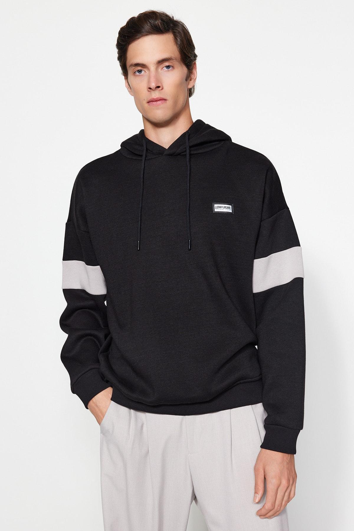 Black Oversized Hoodie, BLACK, large image number 3