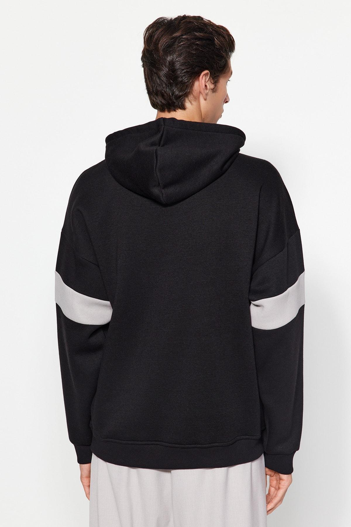 Black Oversized Hoodie, BLACK, large image number 4