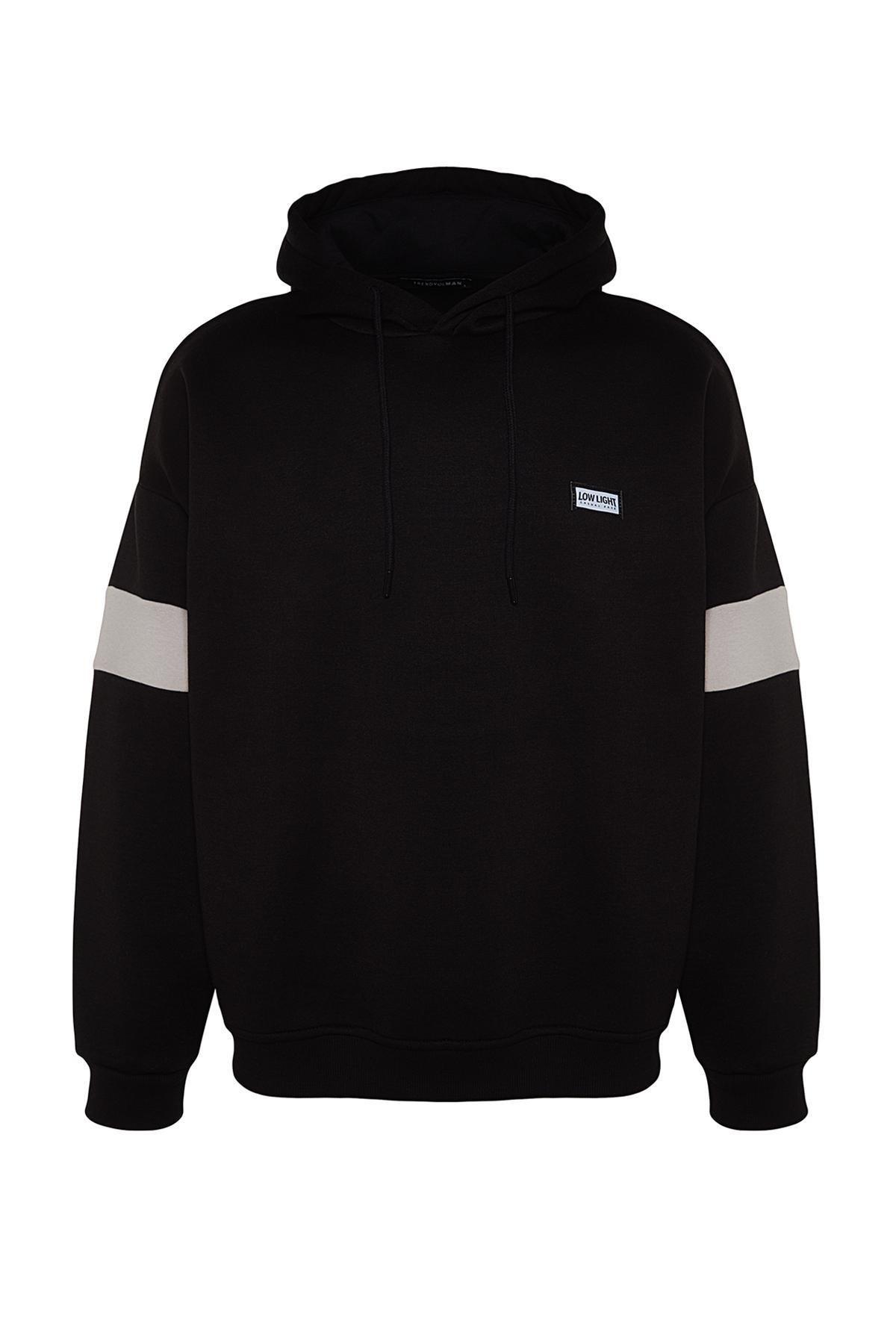 Black Oversized Hoodie, BLACK, large image number 5