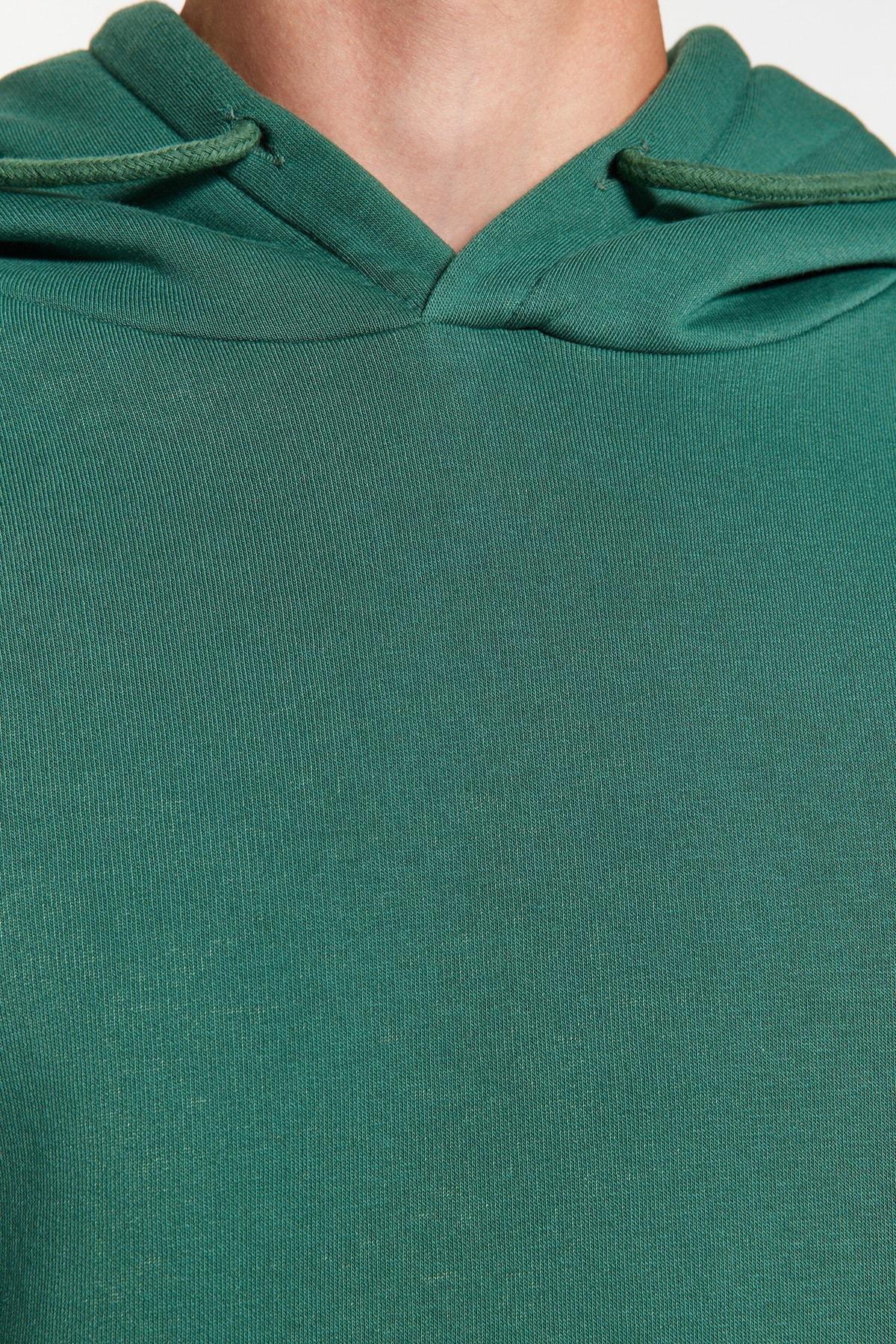 Trendyol - Green Oversized Puffy Back Printed Hoodie