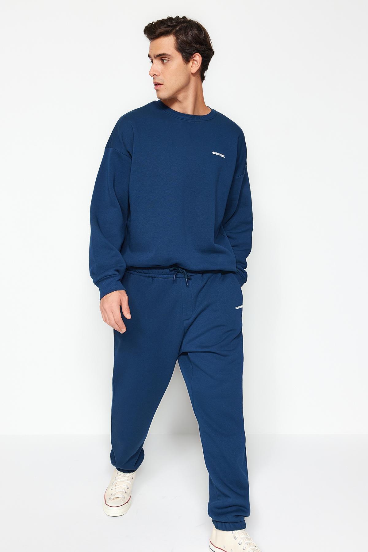 Blue Oversized Printed Tracksuit Co-Ord Set, , large image number 1