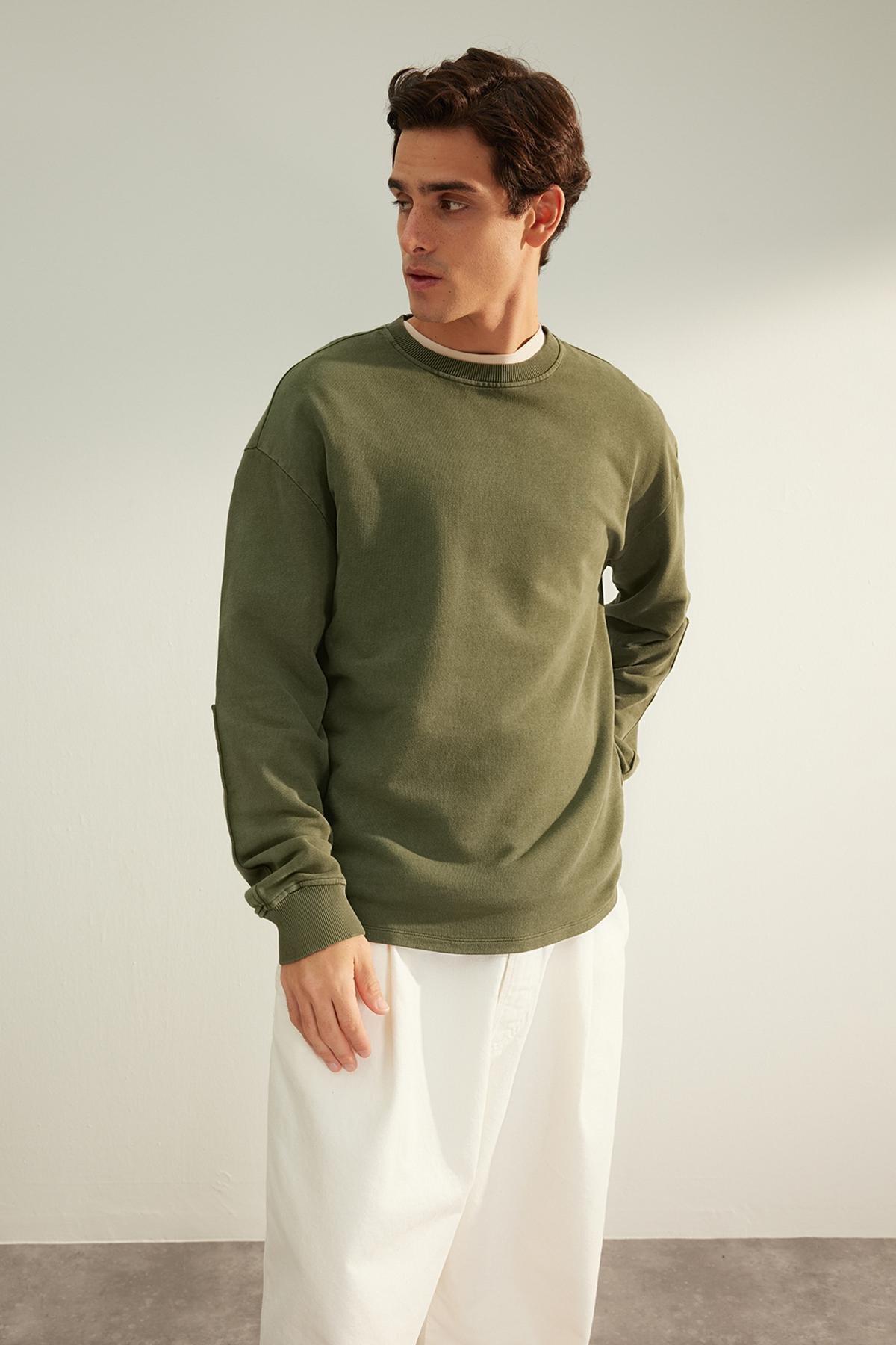Khaki Limited Edition Labelled Washed Sweatshirt, , large image number 0