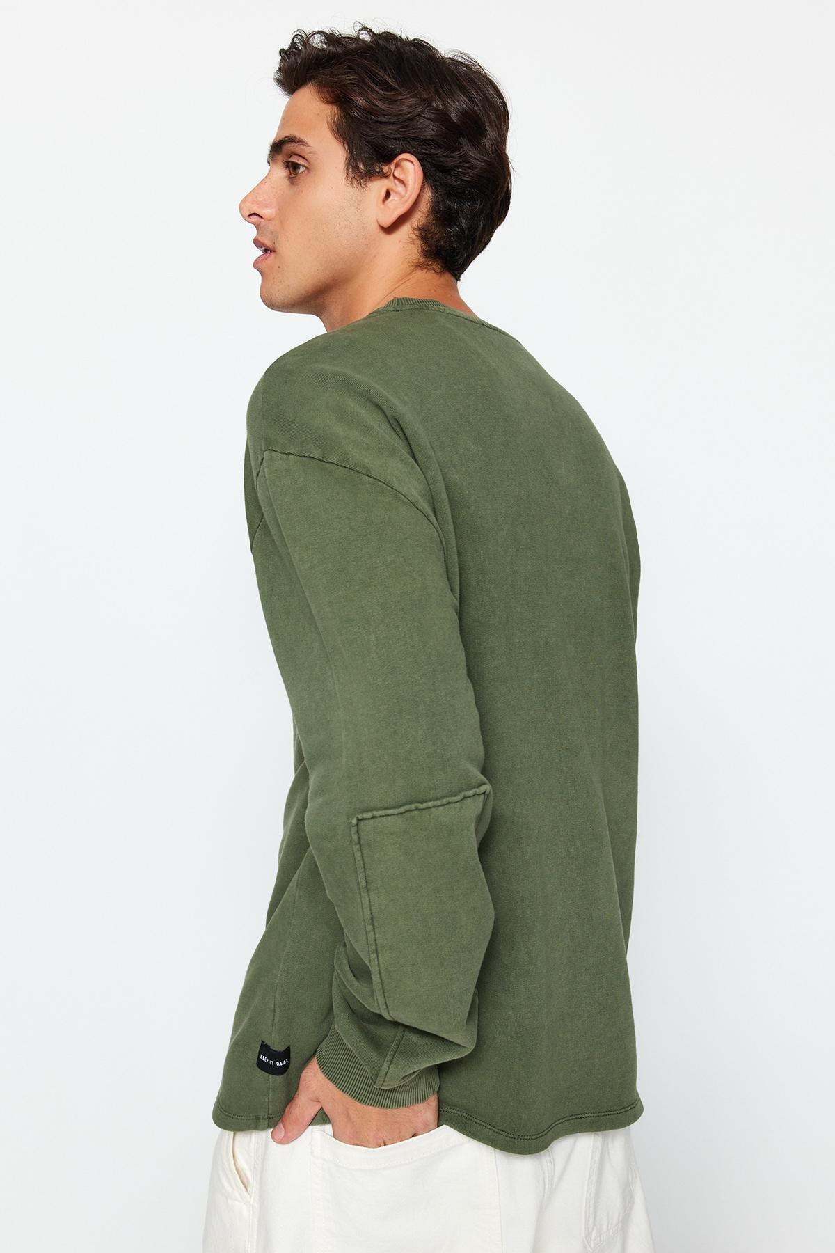 Khaki Limited Edition Labelled Washed Sweatshirt, , large image number 2