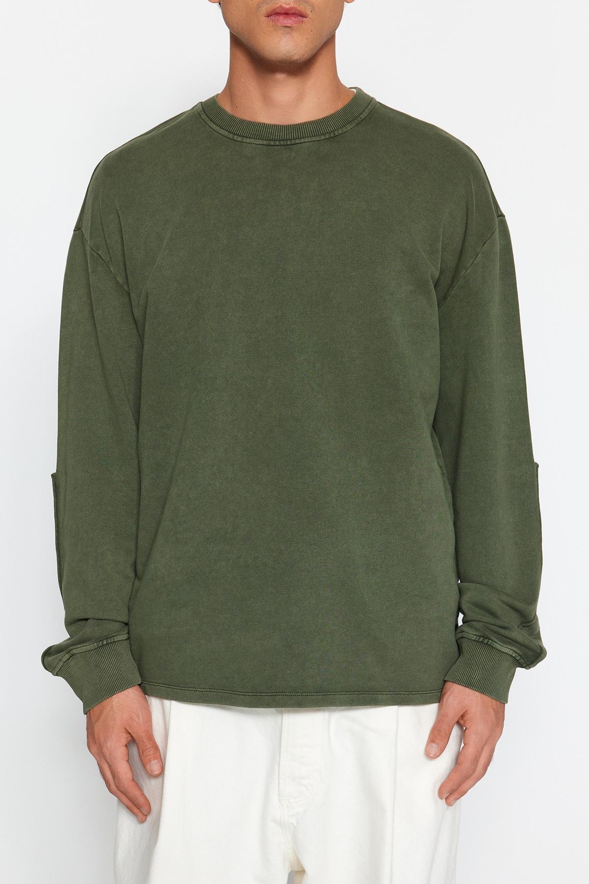Khaki Limited Edition Labelled Washed Sweatshirt, , large image number 3