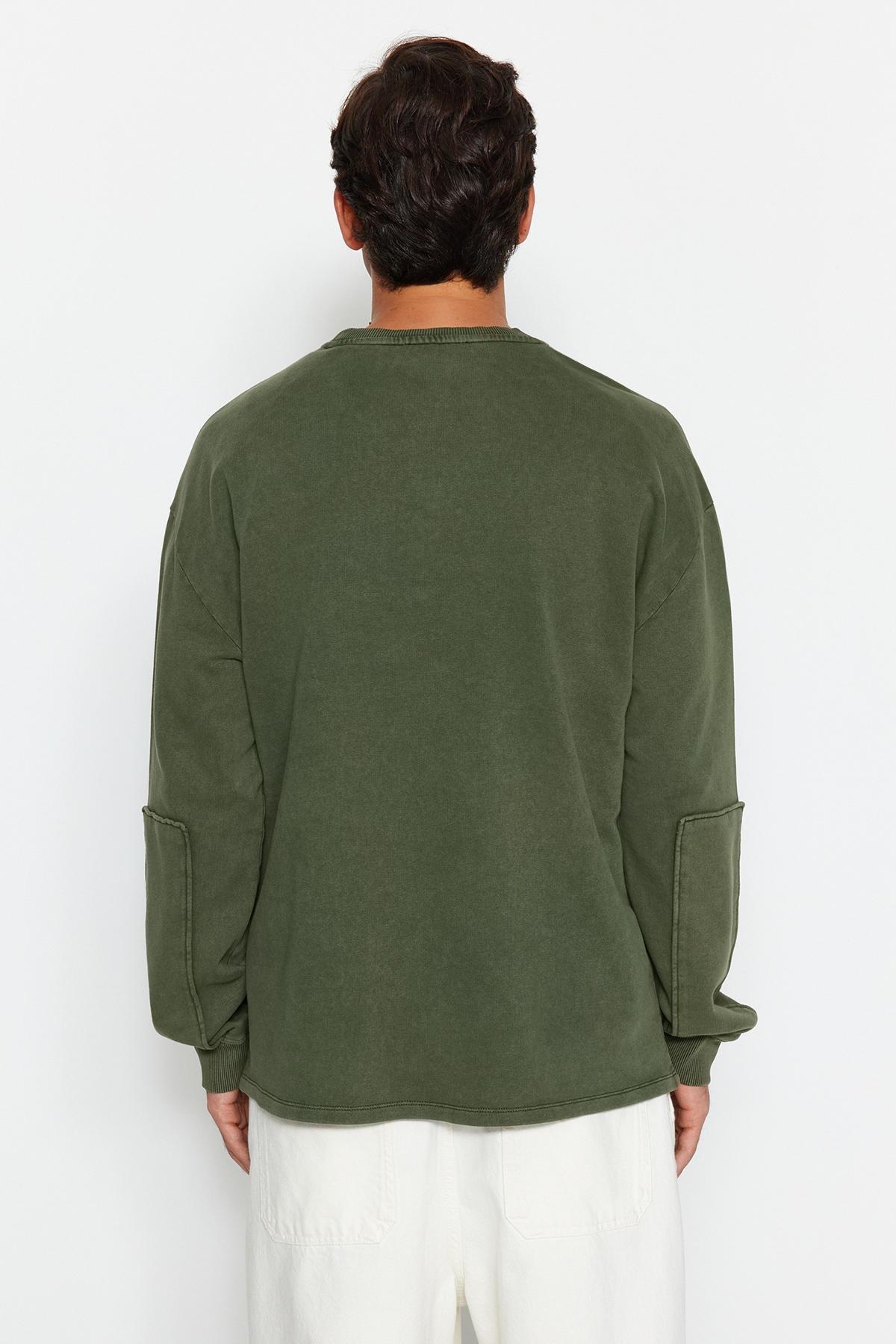 Khaki Limited Edition Labelled Washed Sweatshirt, , large image number 5