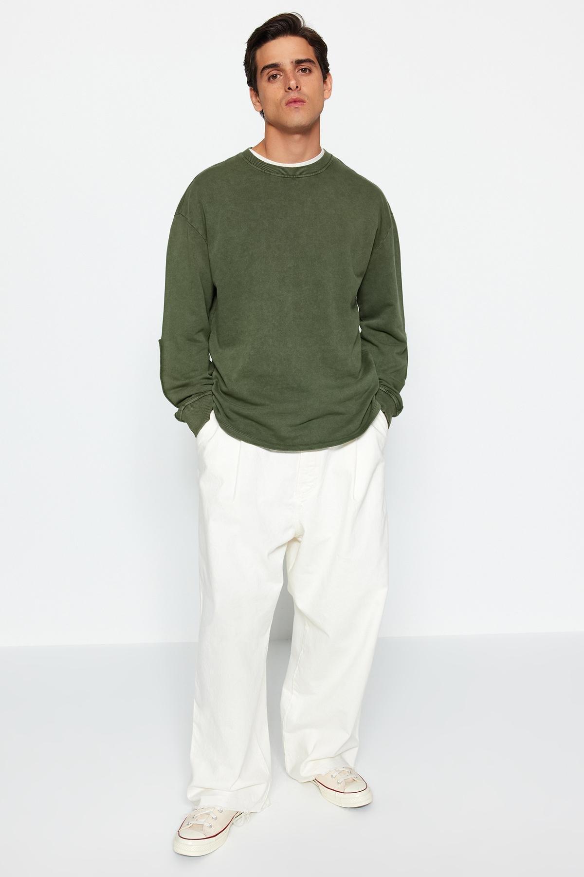 Khaki Limited Edition Labelled Washed Sweatshirt, , large image number 6
