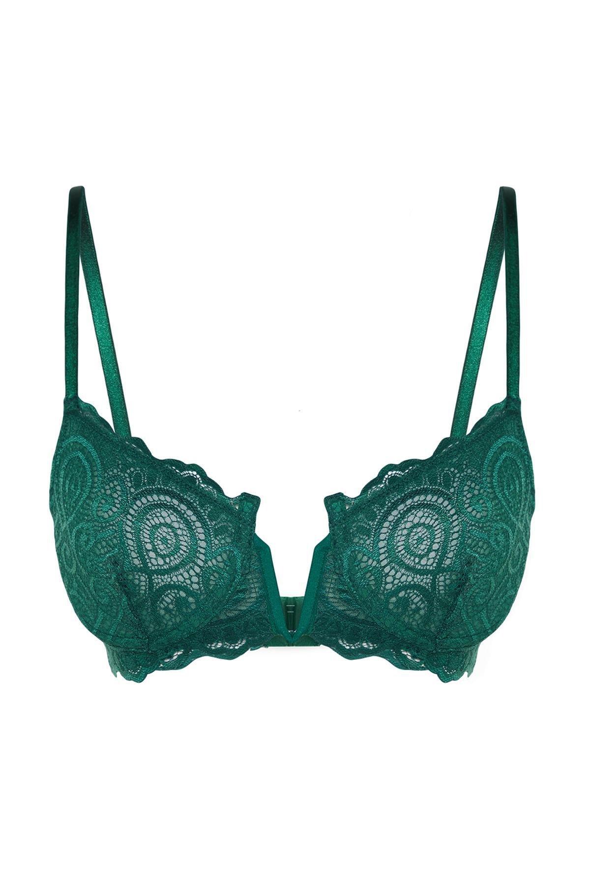 Trendyol - Green Laced Underwired Knitted Bra