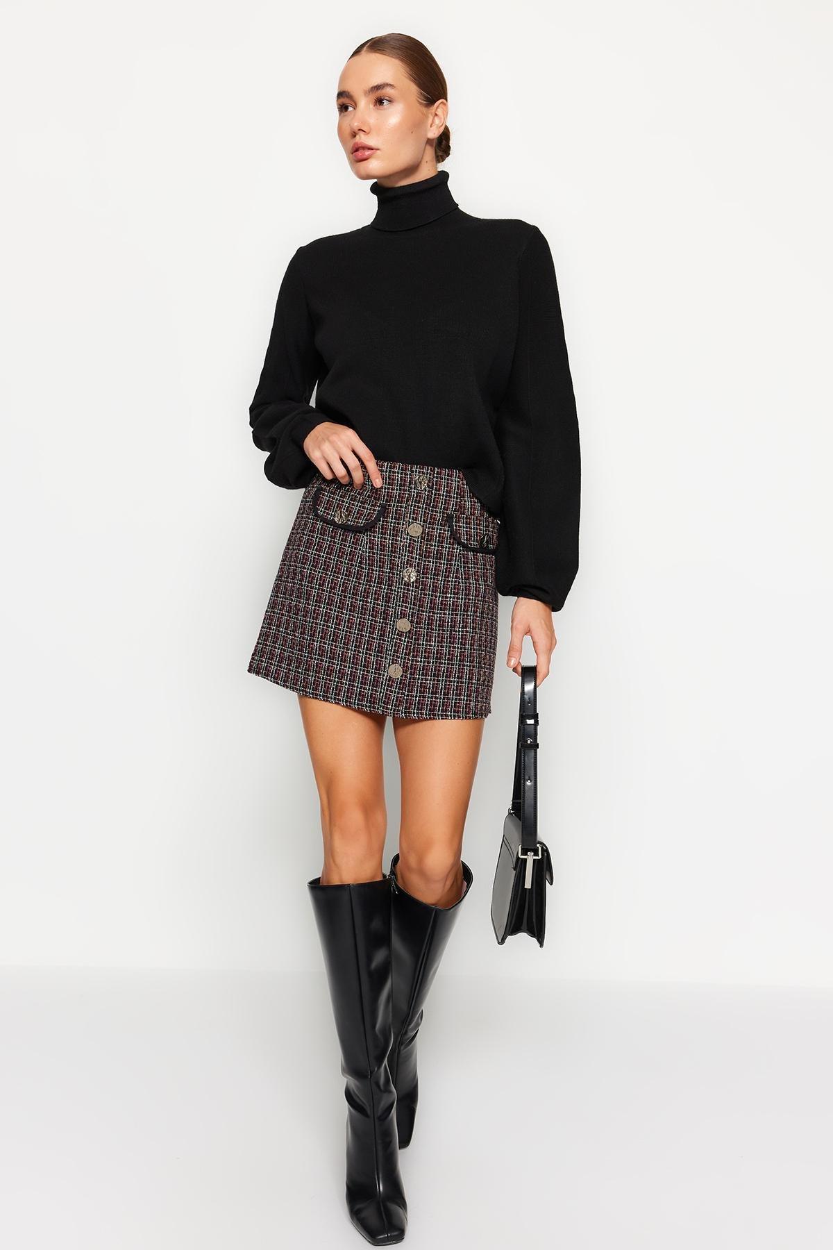 Multicolour Checkered Woven Mini Skirt, , large image number 0