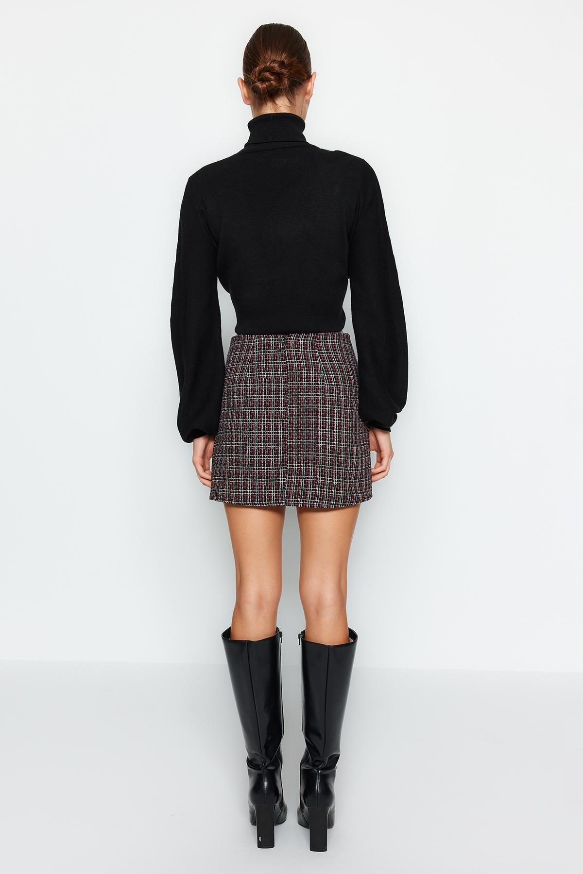 Multicolour Checkered Woven Mini Skirt, , large image number 5