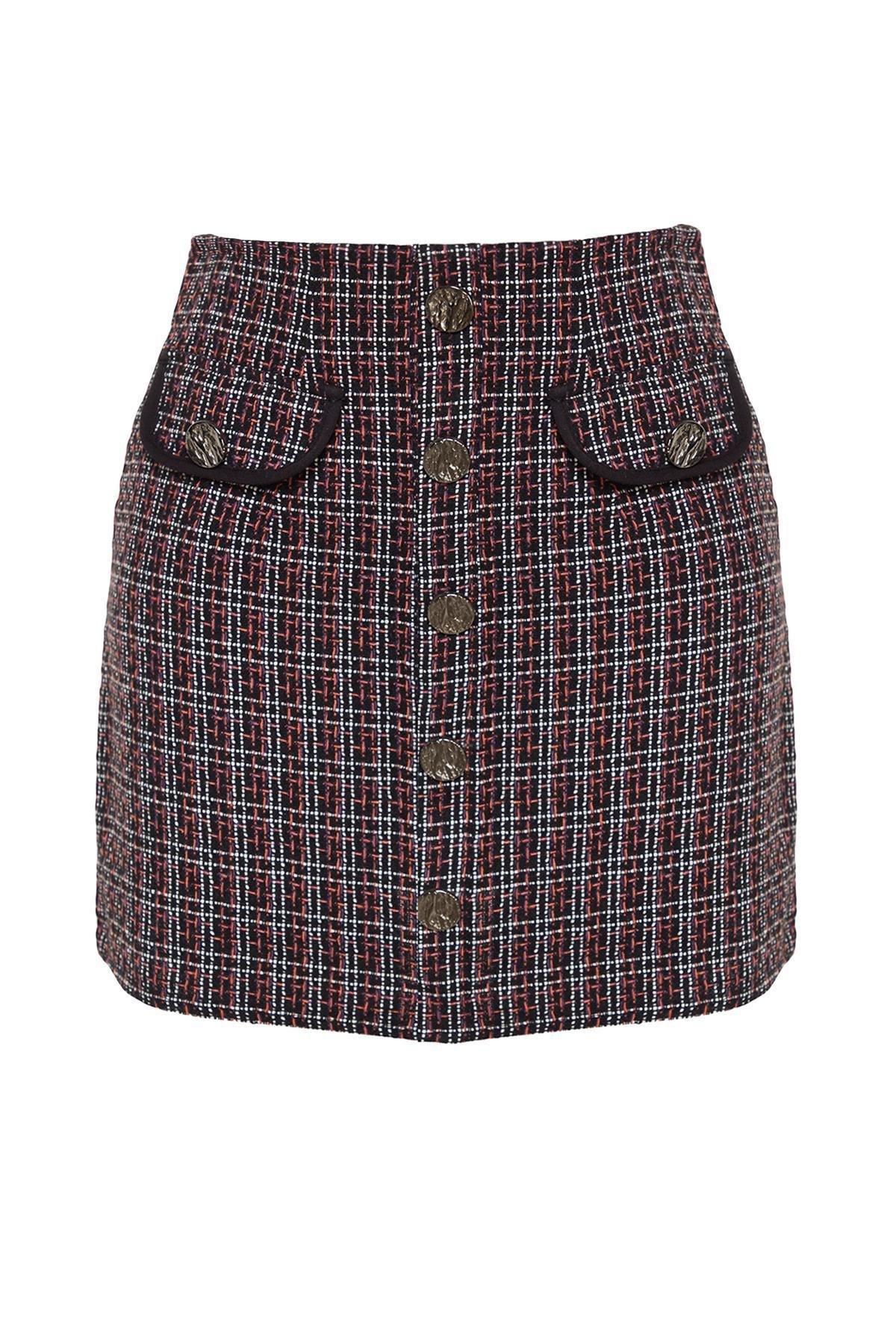 Multicolour Checkered Woven Mini Skirt, , large image number 6