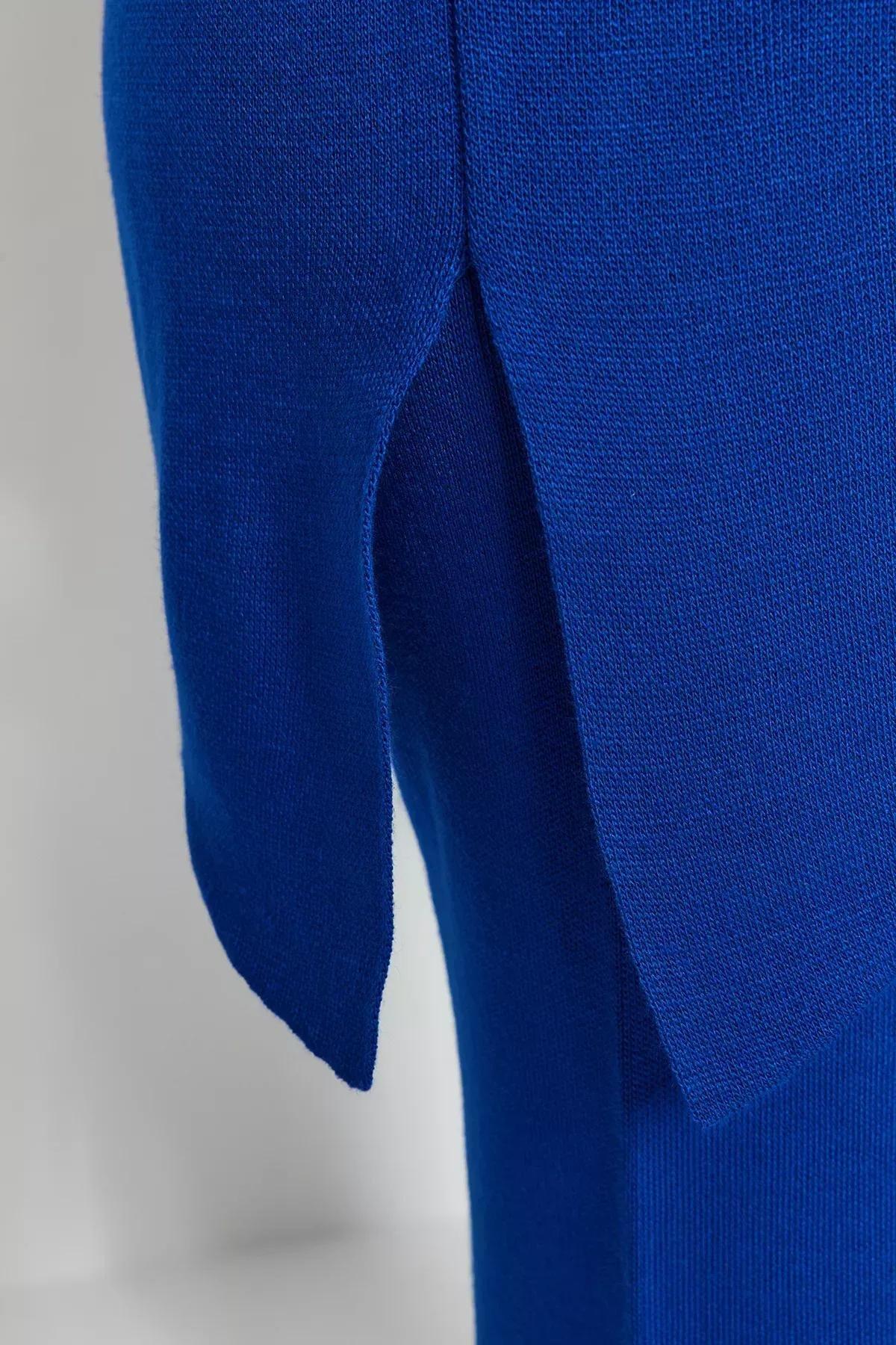 Blue Collared Asymmetrical Knitted Set, Sax, large image number 4