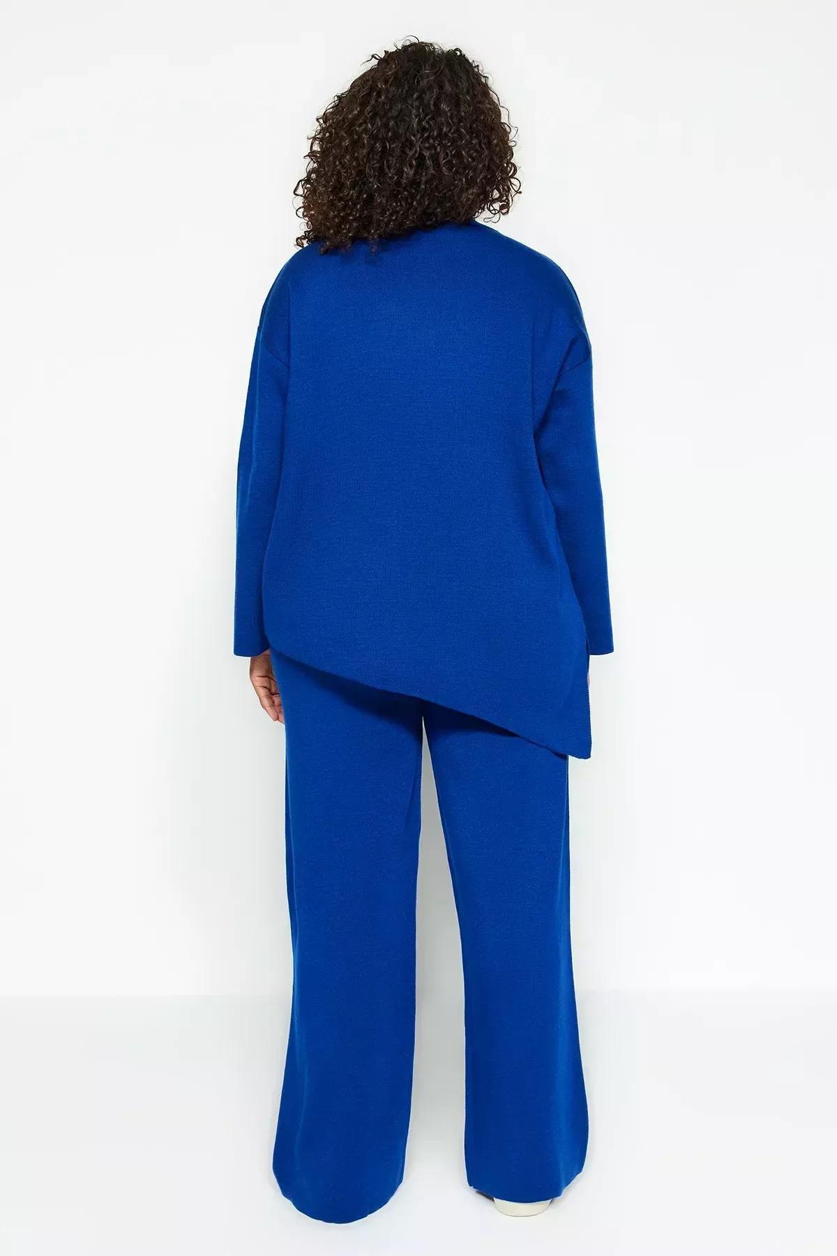 Blue Collared Asymmetrical Knitted Set, Sax, large image number 6