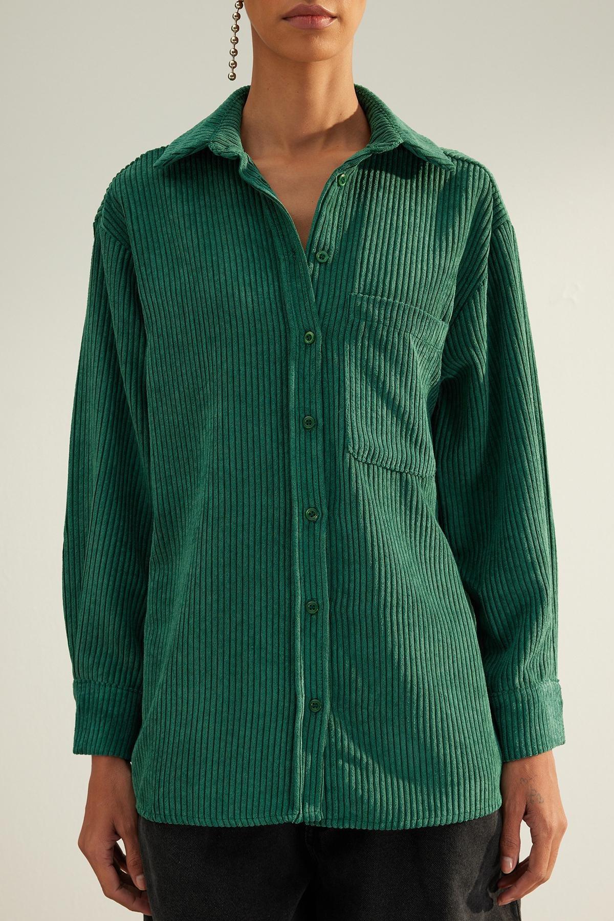 Trendyol - Green Pocket Boyfriend Knitted Shirt