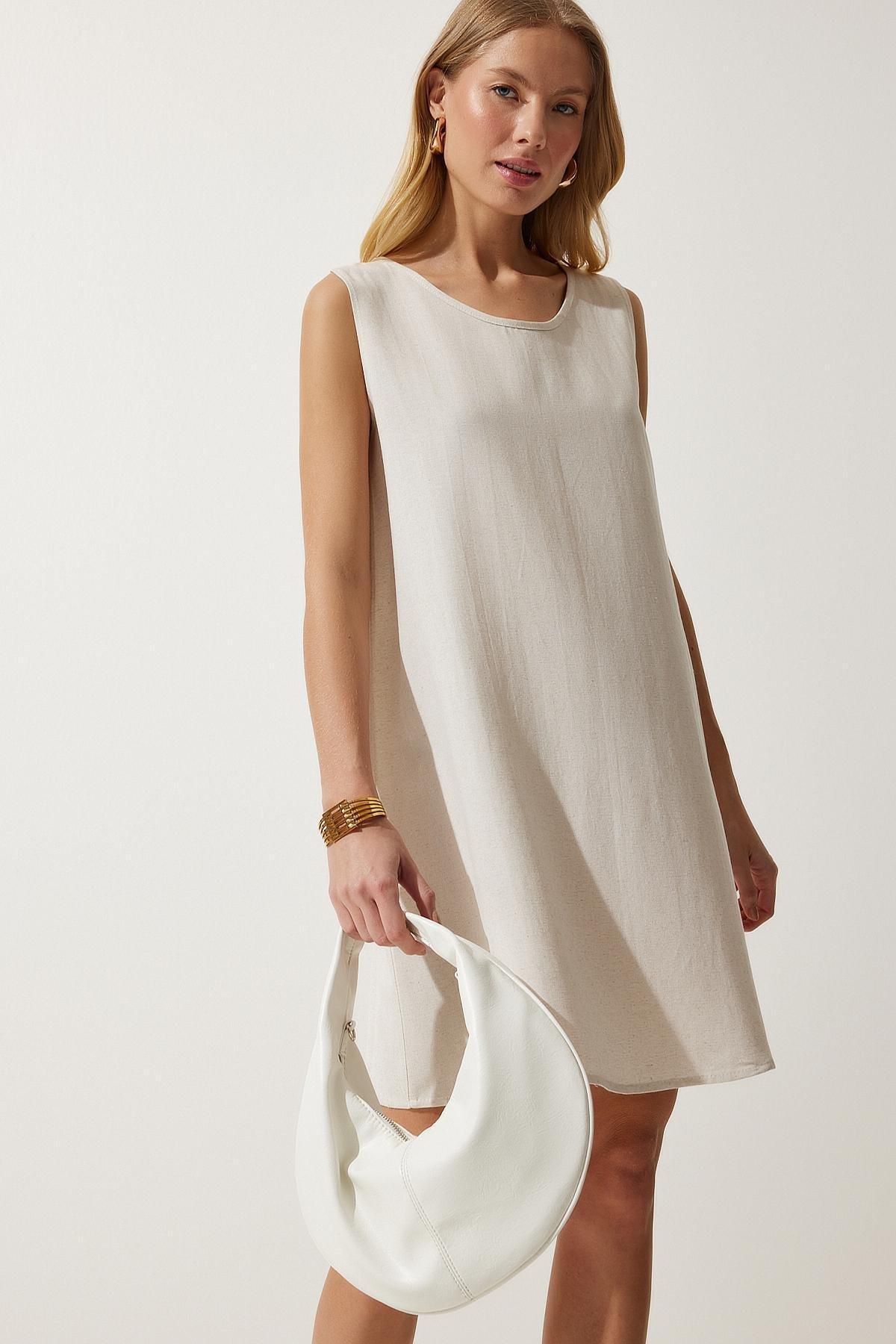 Cream Textured Shift Mini Dress BH00416, , large image number 0