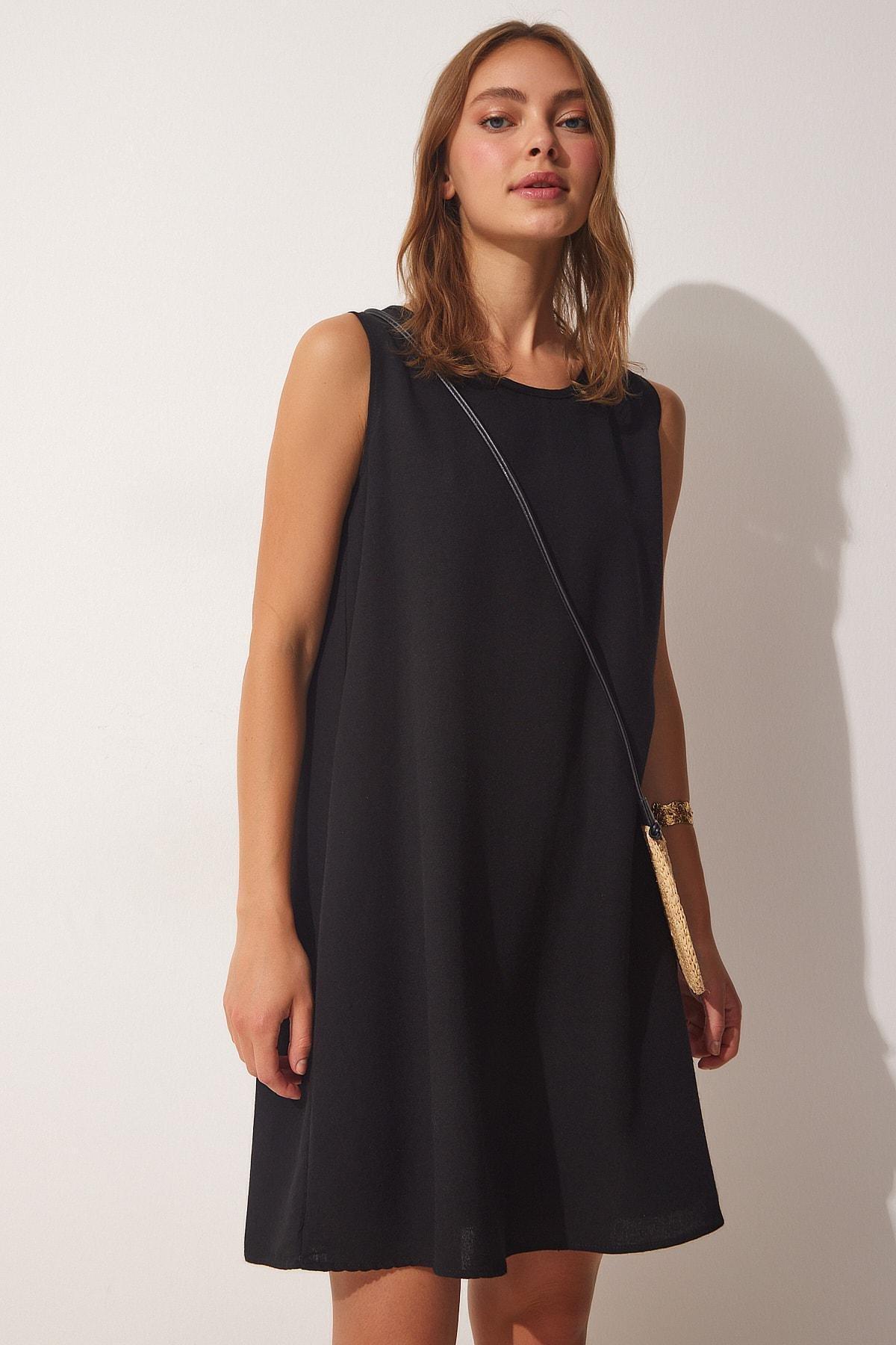 Black Linen A-Line Dress, , large image number 2