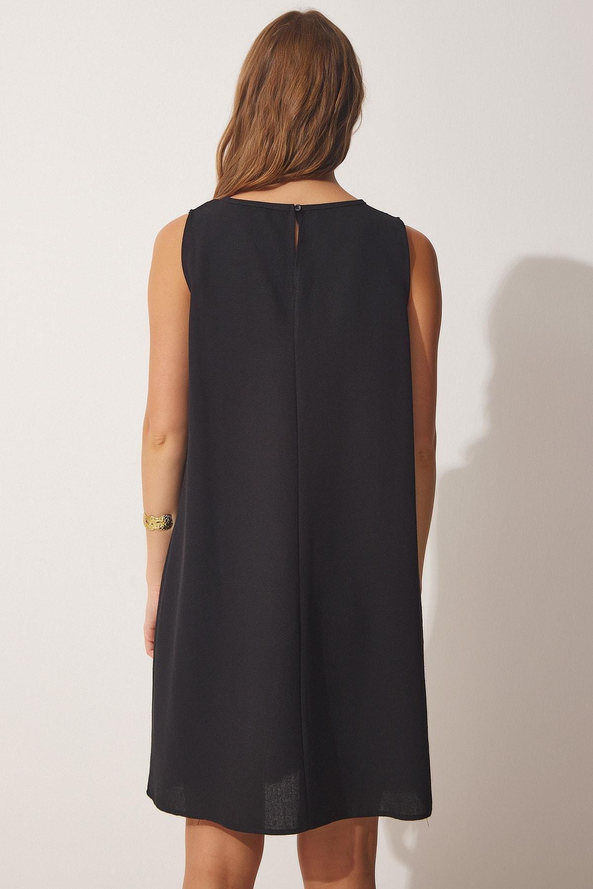 Black Linen A-Line Dress, , large image number 3