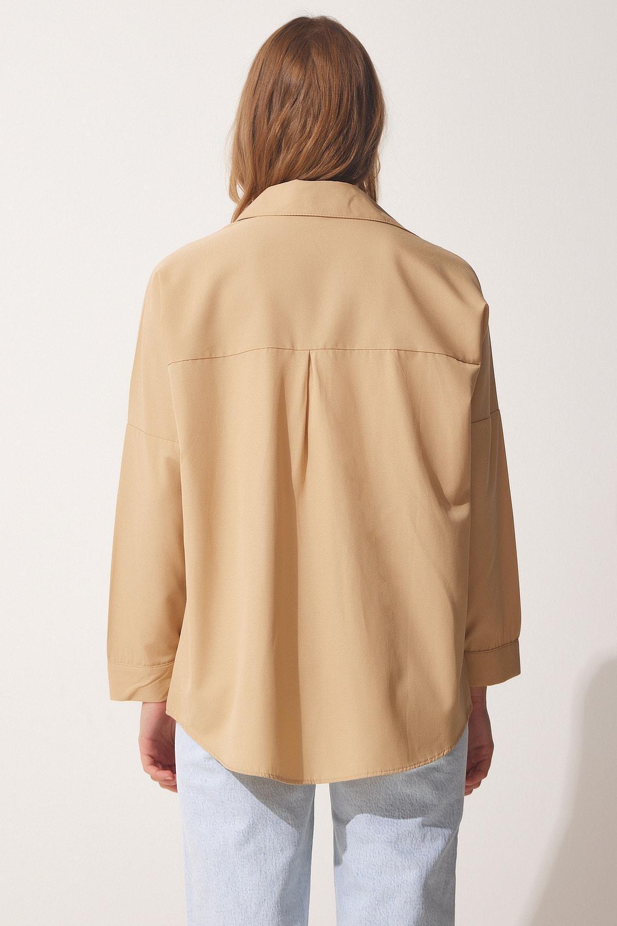 Beige Oversize Poplin Shirt, C101_1451, large image number 2