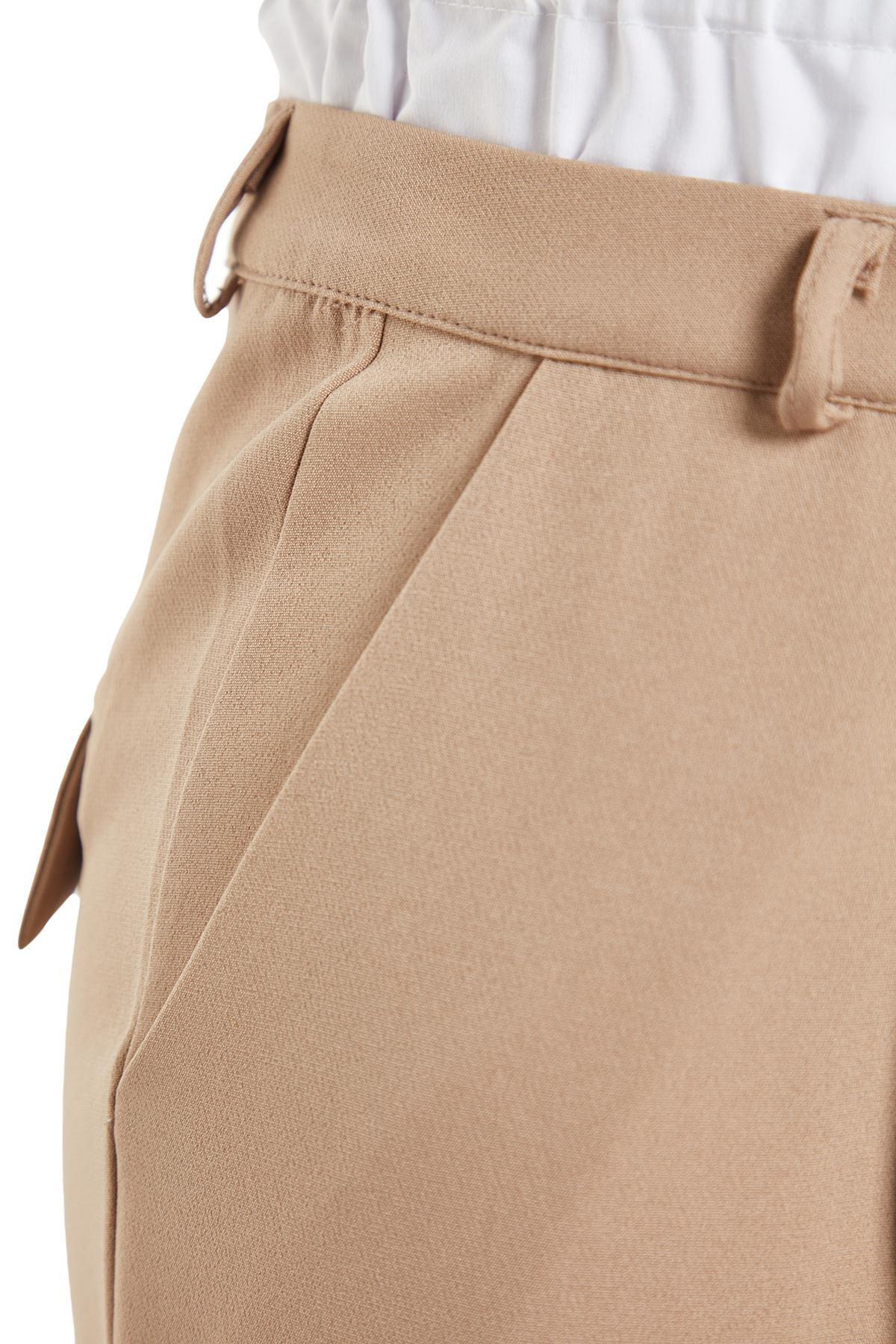 Beige Double Belted Knitted Trousers, , large image number 7