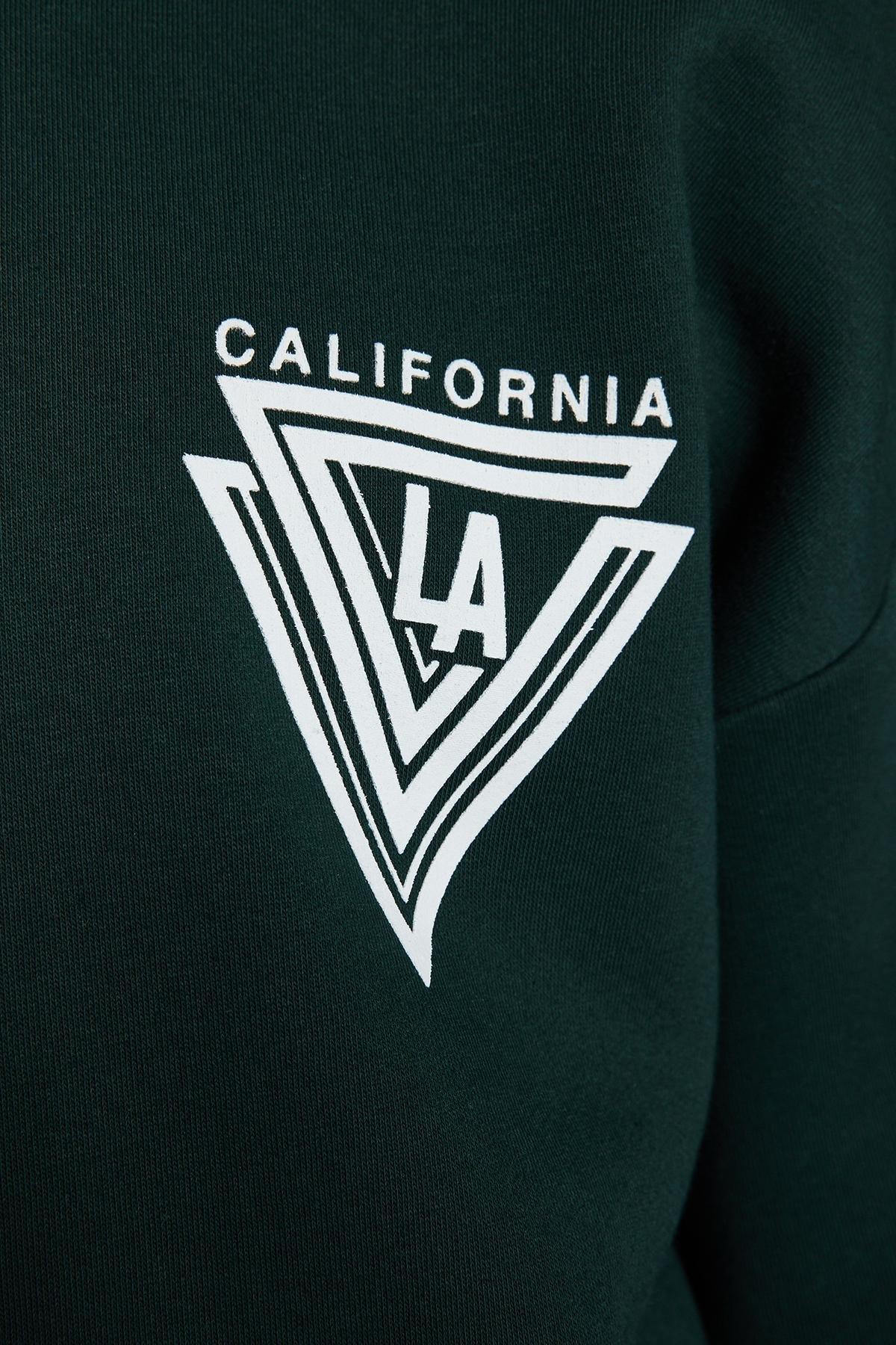 Green Oversized Embossed Printed Hoodie, , large image number 3